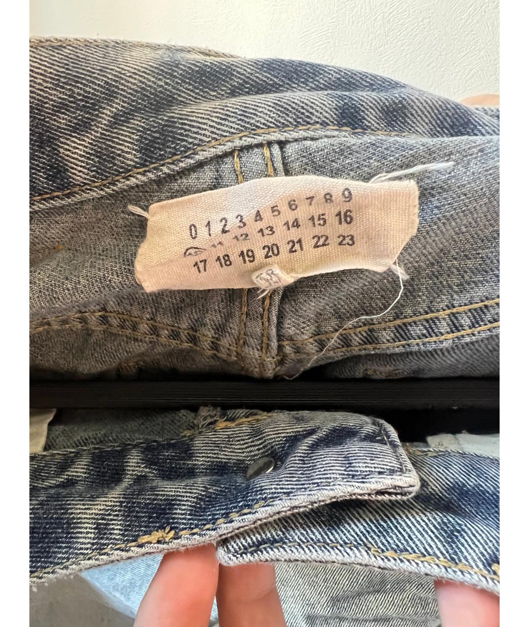 MAISON MARGIELA Голубые хлопковые прямые джинсы, фото 3