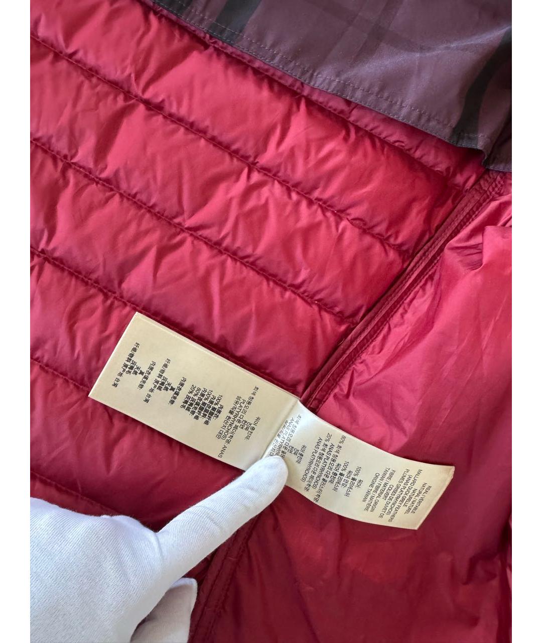 BURBERRY Бордовая полиэстеровая куртка, фото 4