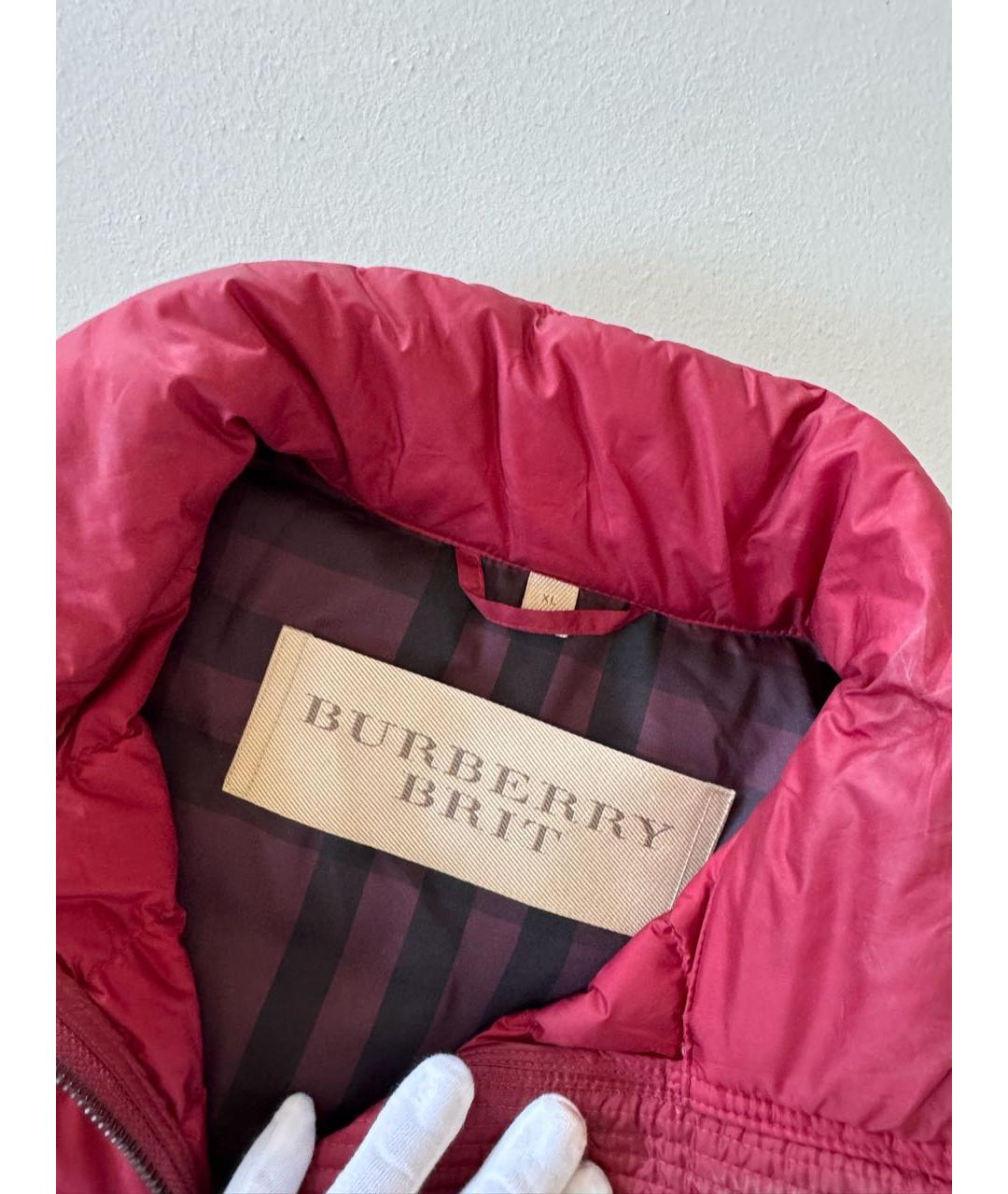 BURBERRY Бордовая полиэстеровая куртка, фото 3
