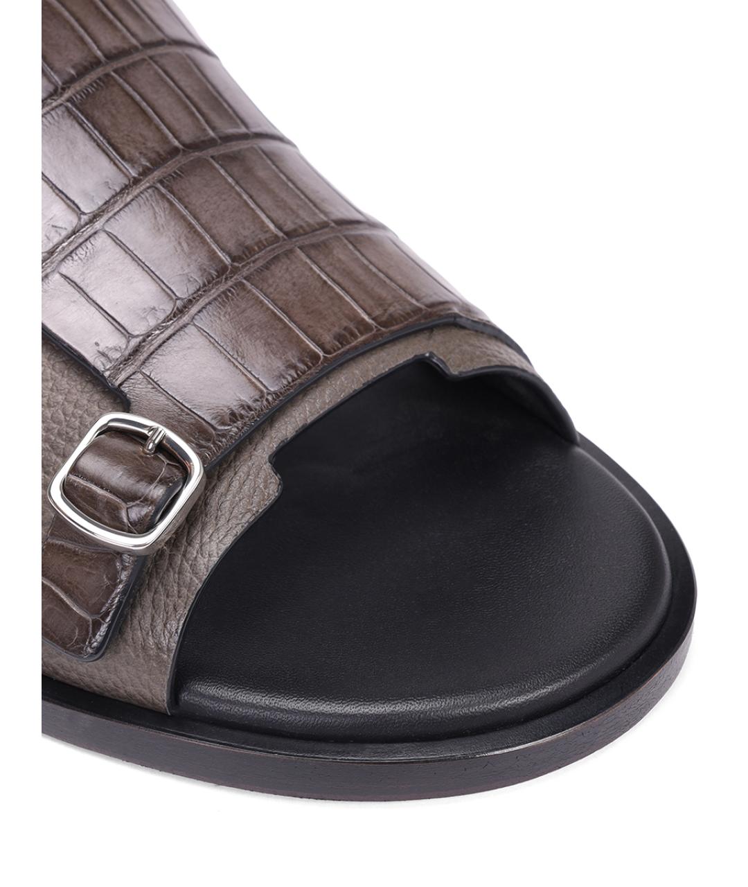 SANTONI Коричневые сандалии из экзотической кожи, фото 3