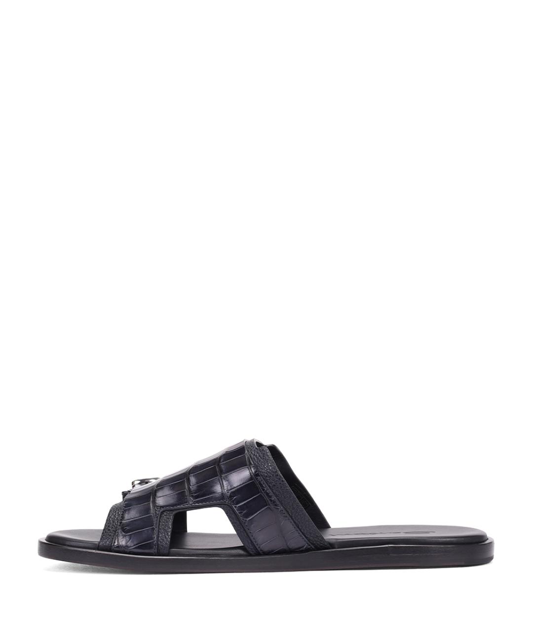 SANTONI Черные кожаные сандалии, фото 5