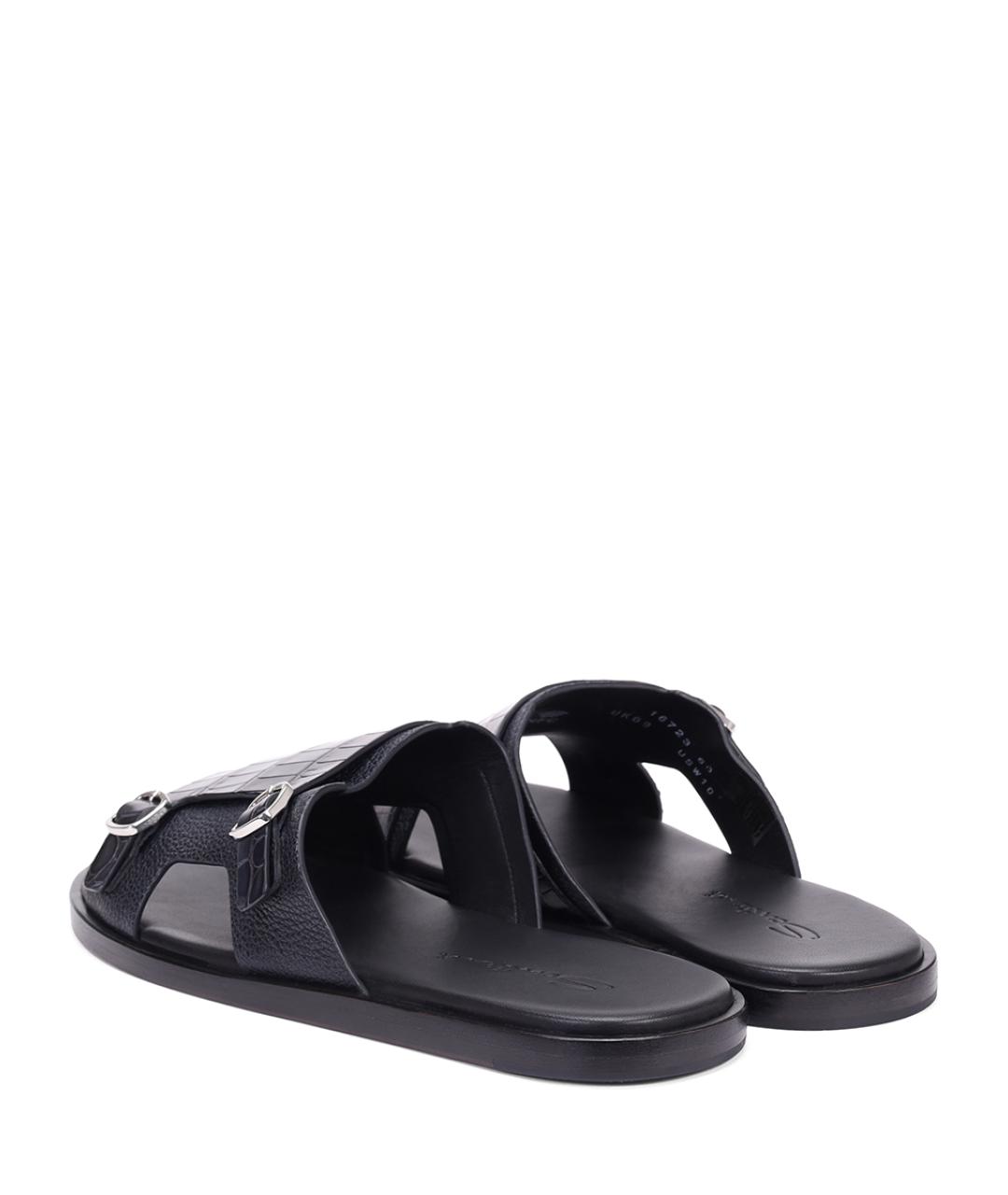 SANTONI Черные кожаные сандалии, фото 3