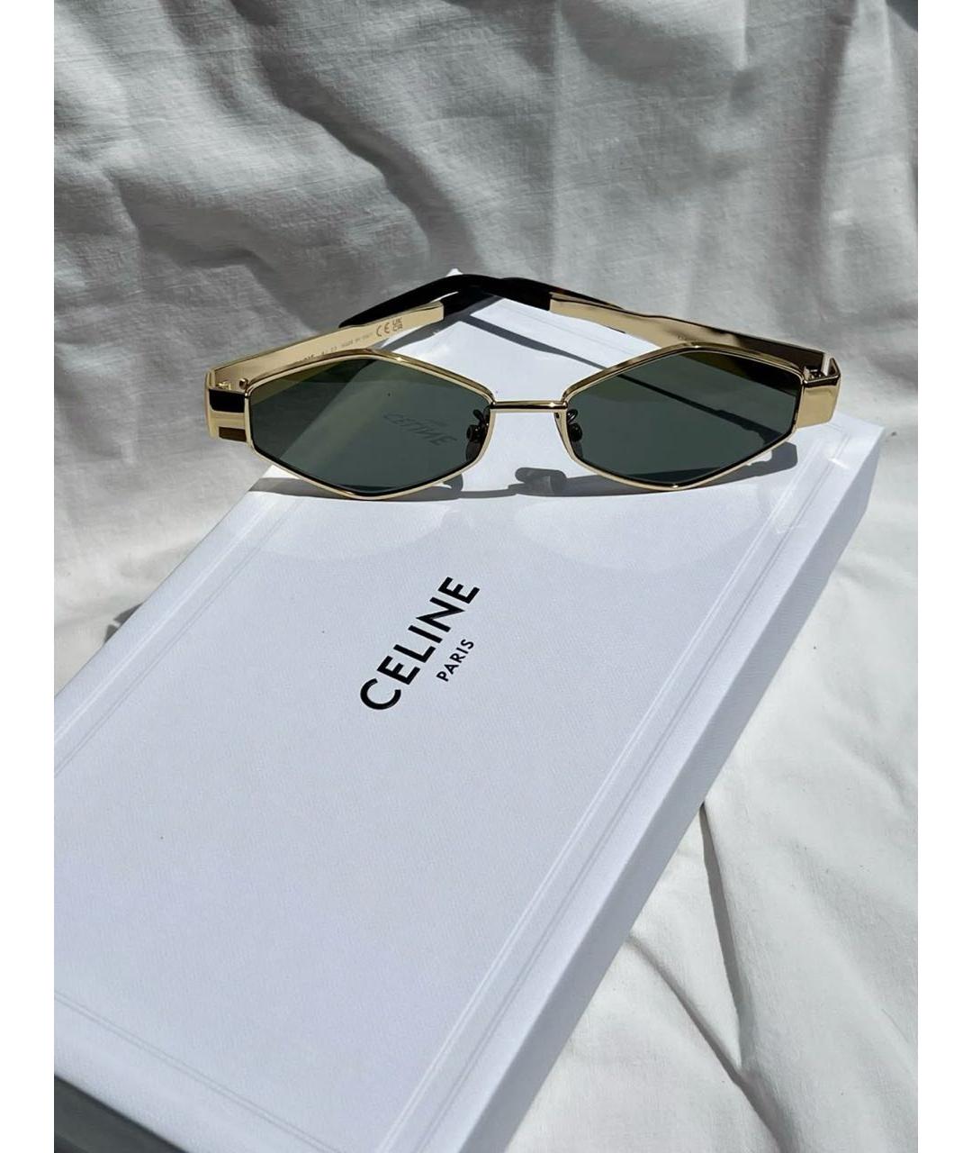 CELINE Золотые металлические солнцезащитные очки, фото 3