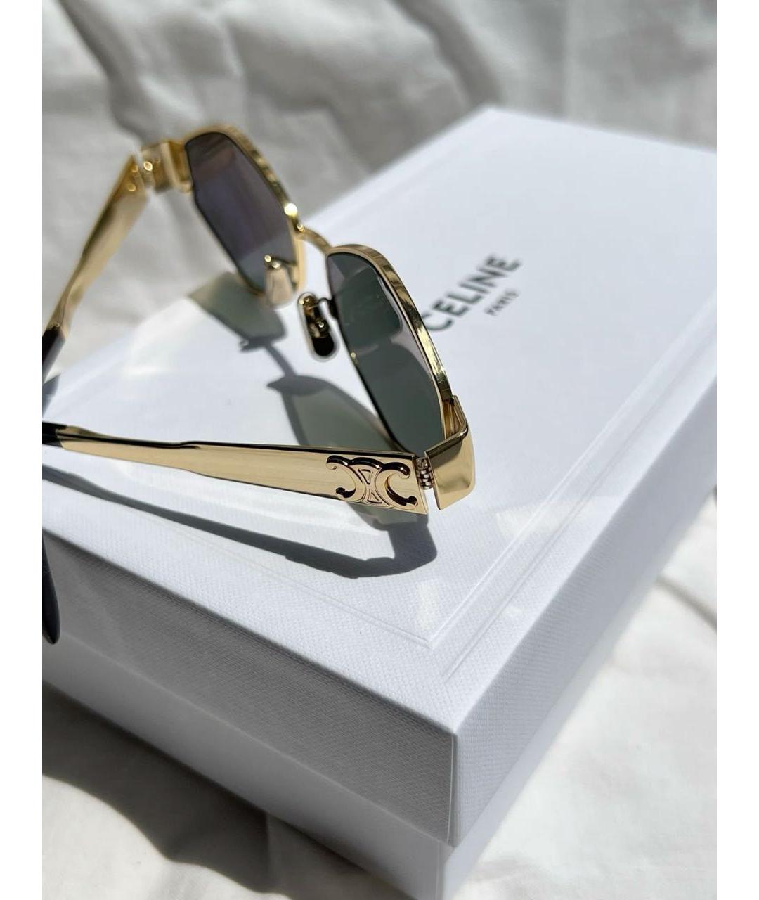 CELINE Золотые металлические солнцезащитные очки, фото 4