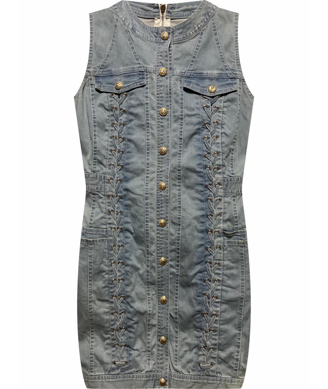 BALMAIN Голубое деним повседневное платье, фото 1