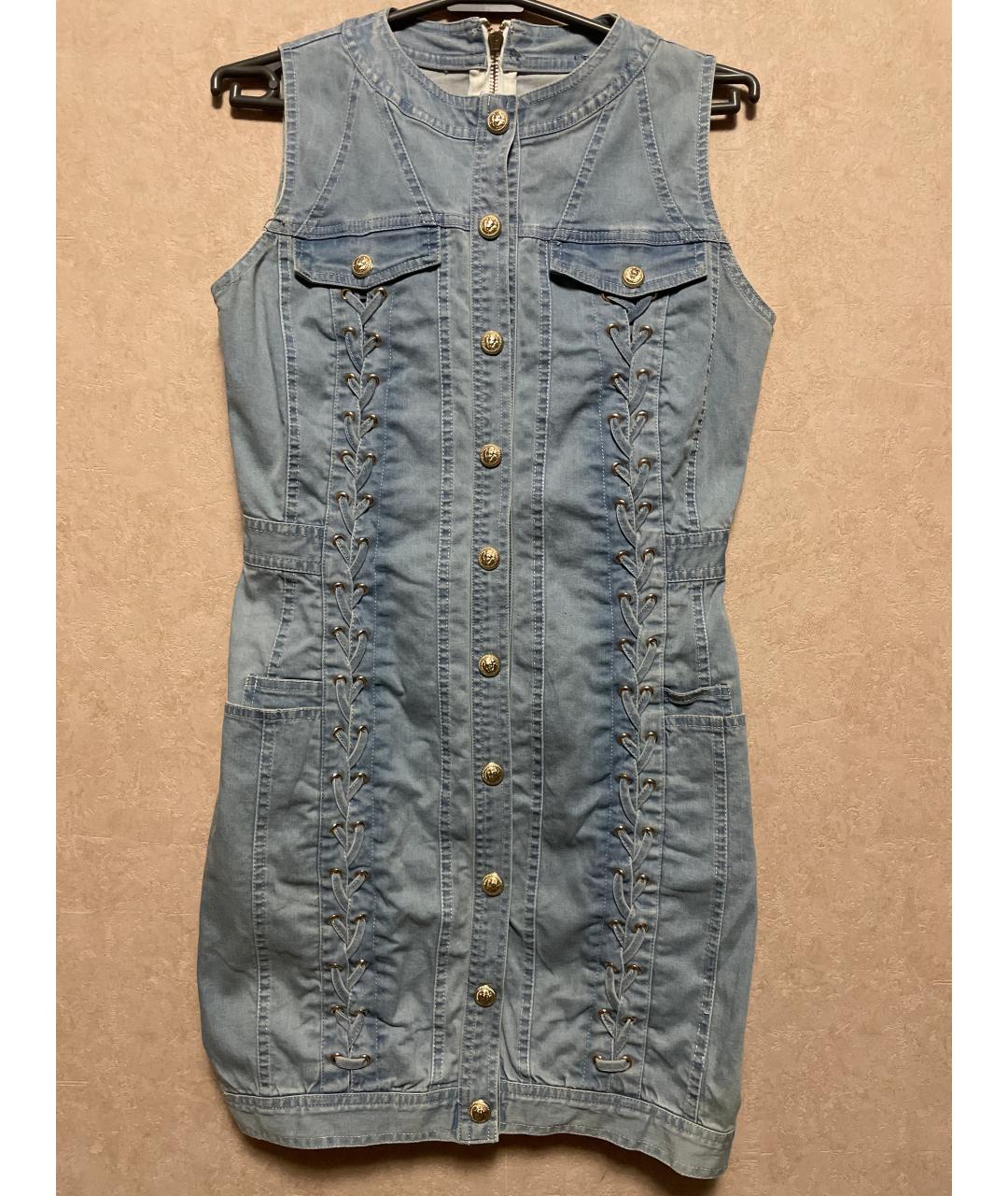 BALMAIN Голубое деним повседневное платье, фото 8