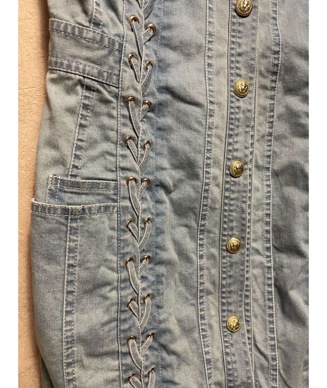 BALMAIN Голубое деним повседневное платье, фото 6