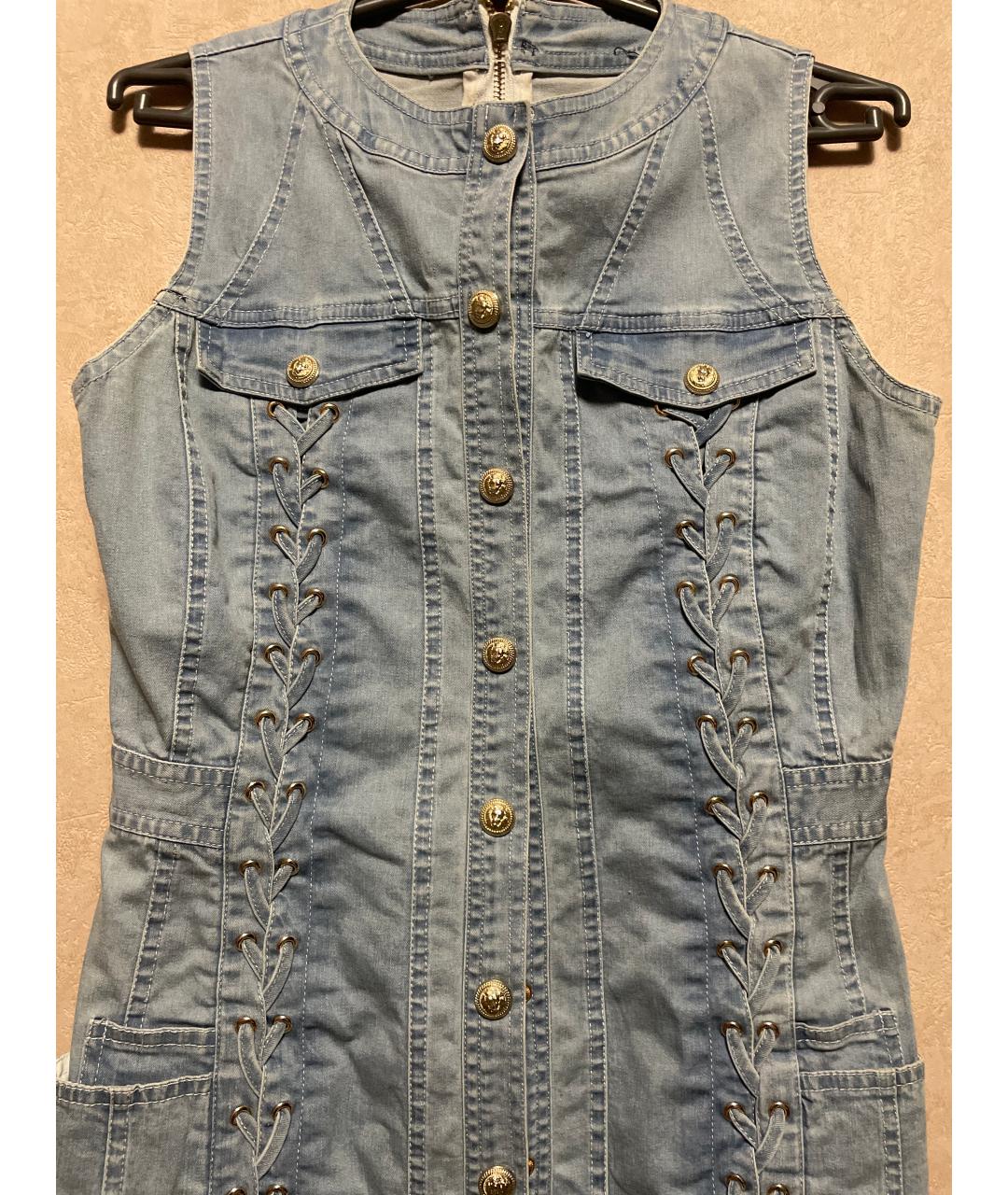BALMAIN Голубое деним повседневное платье, фото 3