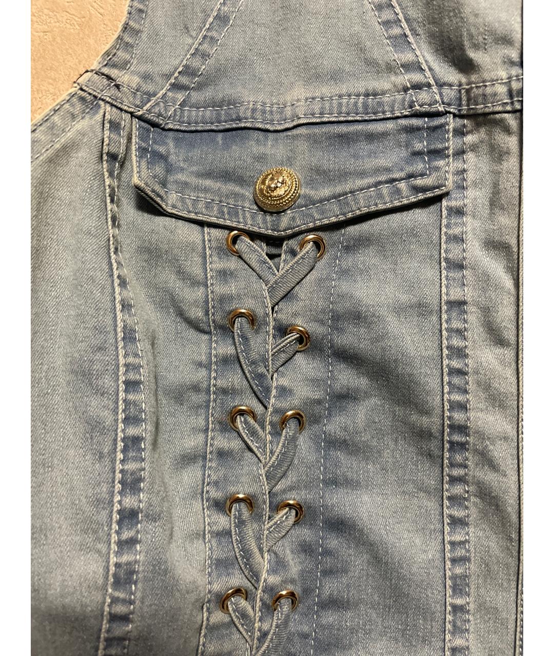 BALMAIN Голубое деним повседневное платье, фото 7