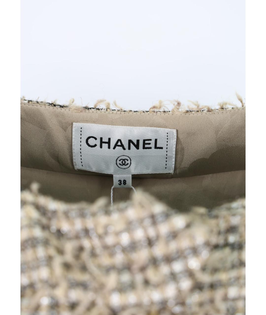 CHANEL Бежевое шерстяное повседневное платье, фото 4