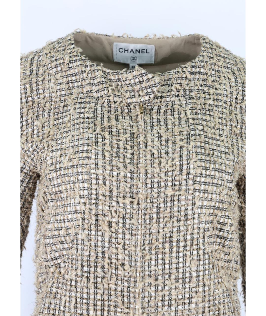 CHANEL Бежевое шерстяное повседневное платье, фото 3