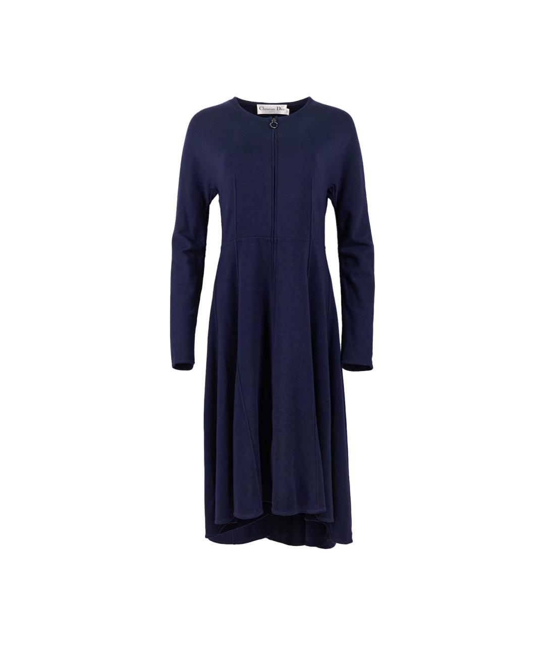 CHRISTIAN DIOR Синее шерстяное повседневное платье, фото 1