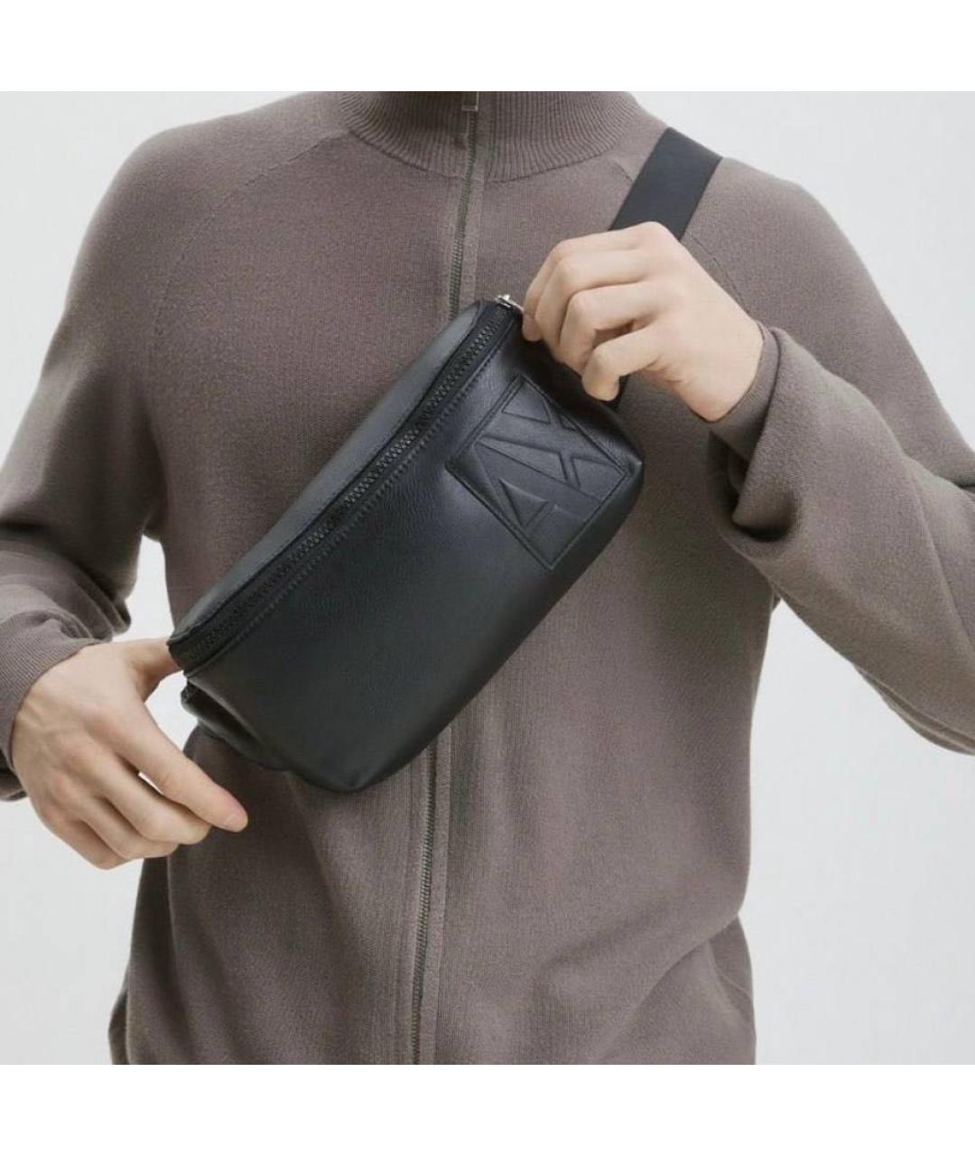 ARMANI EXCHANGE Черная поясная сумка из искусственной кожи, фото 3