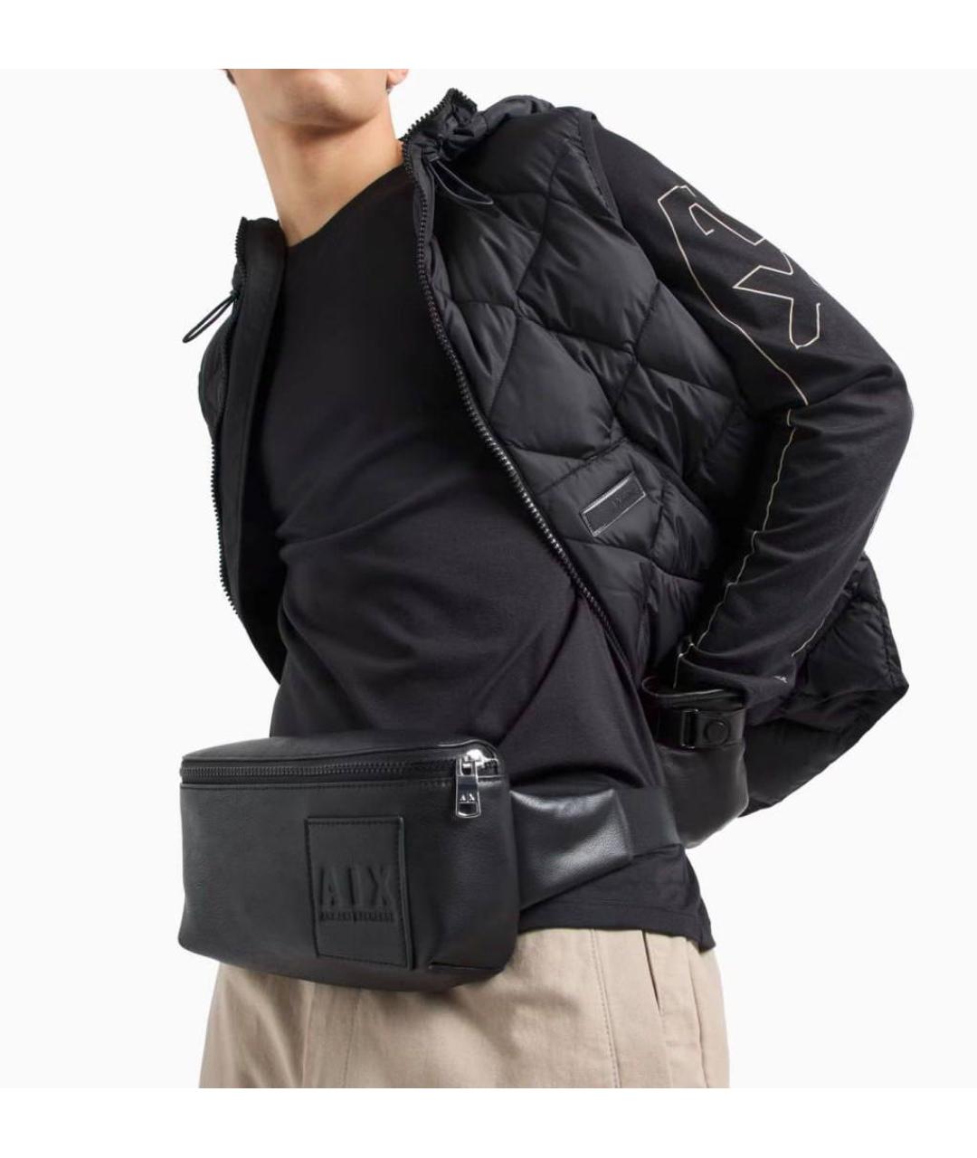 ARMANI EXCHANGE Черная поясная сумка из искусственной кожи, фото 4