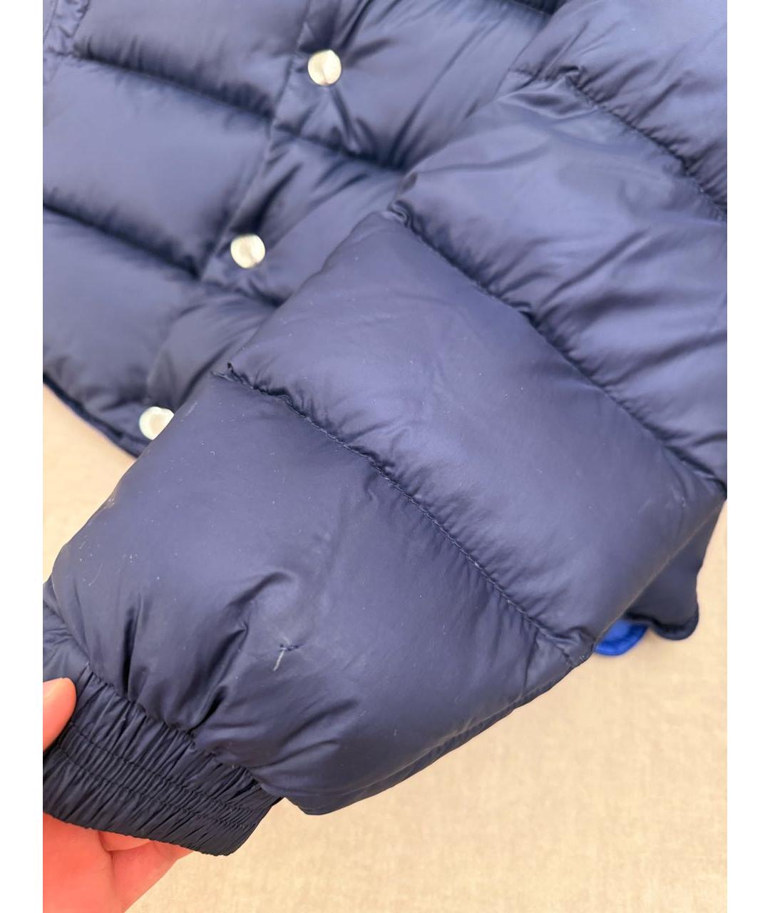 MONCLER Темно-синий полиэстеровый пуховик, фото 8