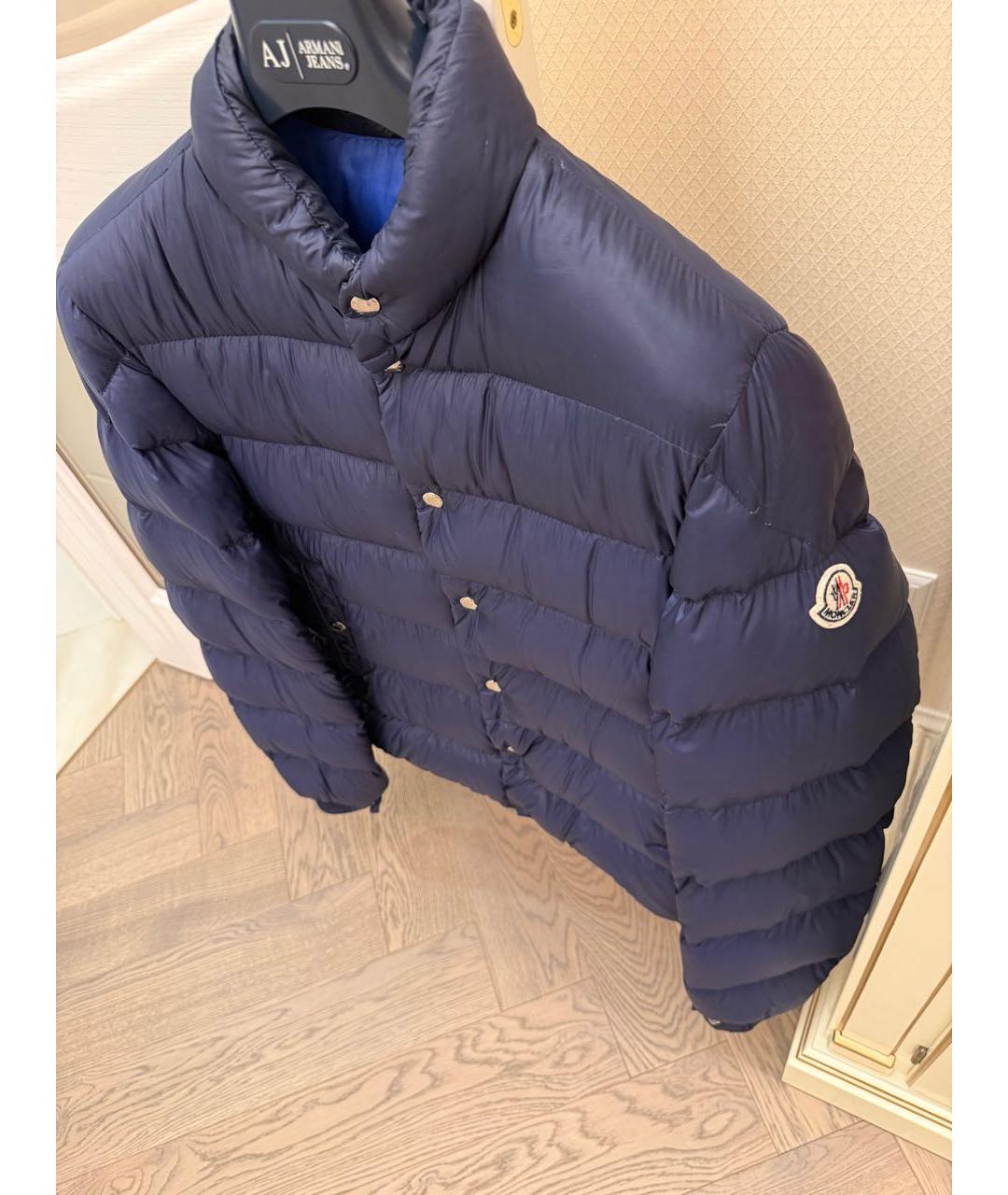 MONCLER Темно-синий полиэстеровый пуховик, фото 3