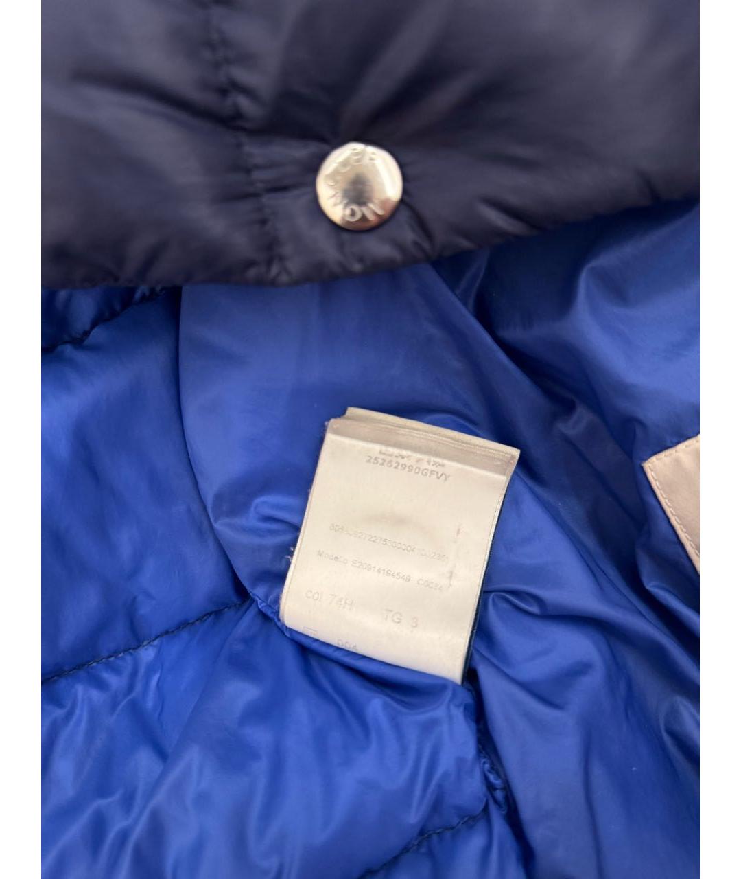 MONCLER Темно-синий полиэстеровый пуховик, фото 7