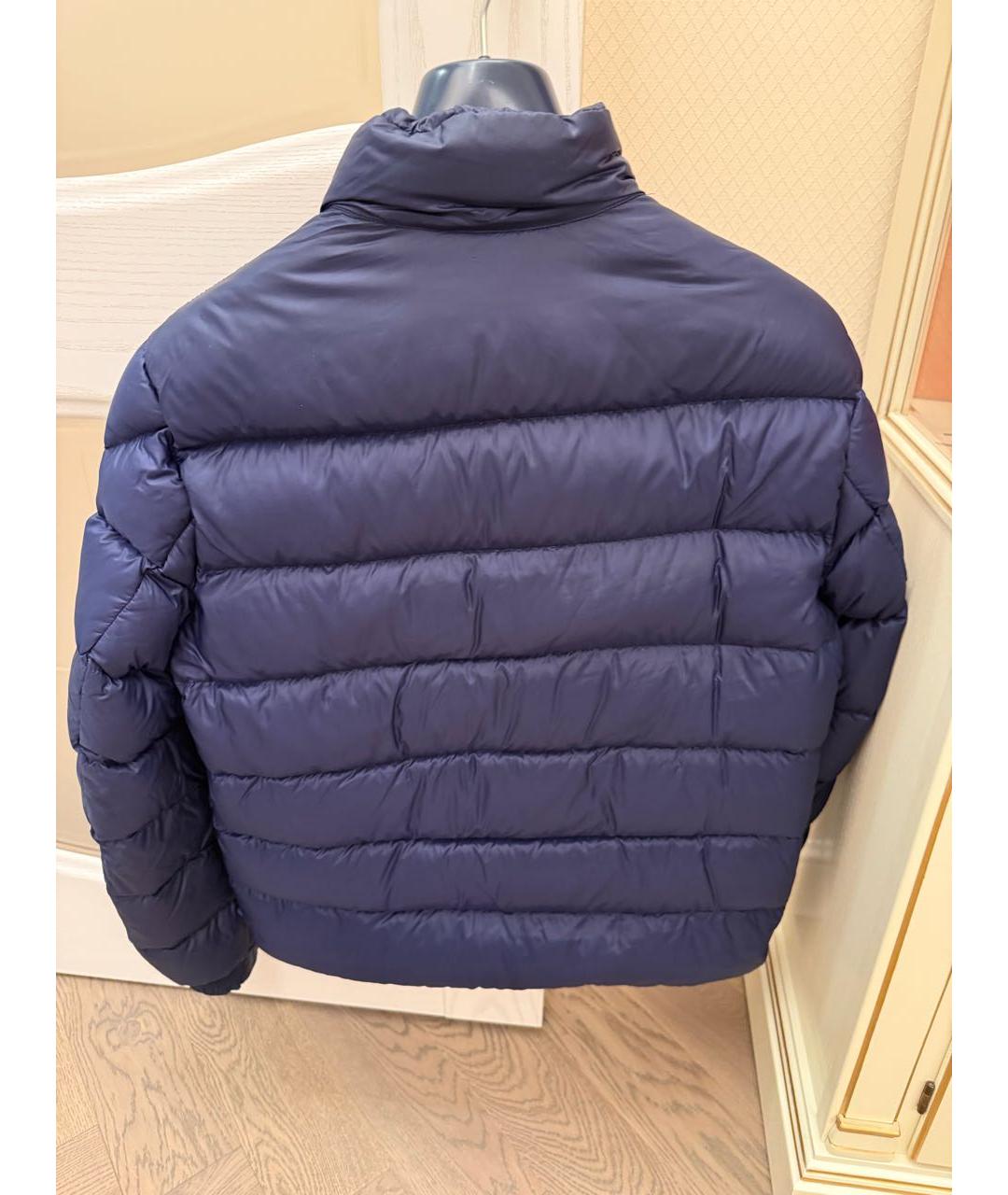 MONCLER Темно-синий полиэстеровый пуховик, фото 2