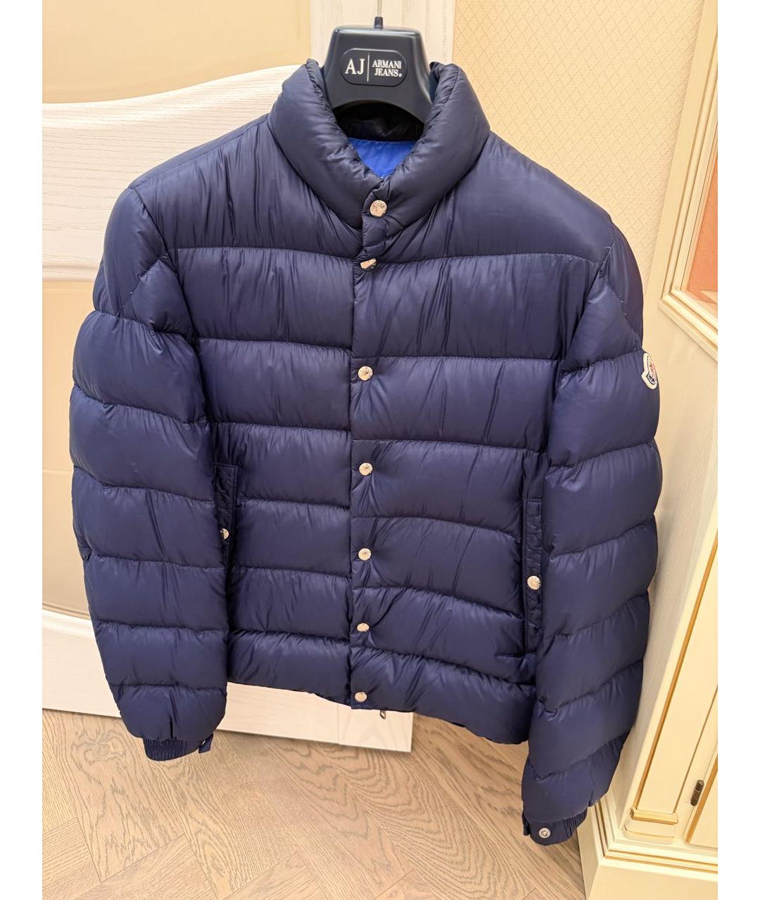 MONCLER Темно-синий полиэстеровый пуховик, фото 9