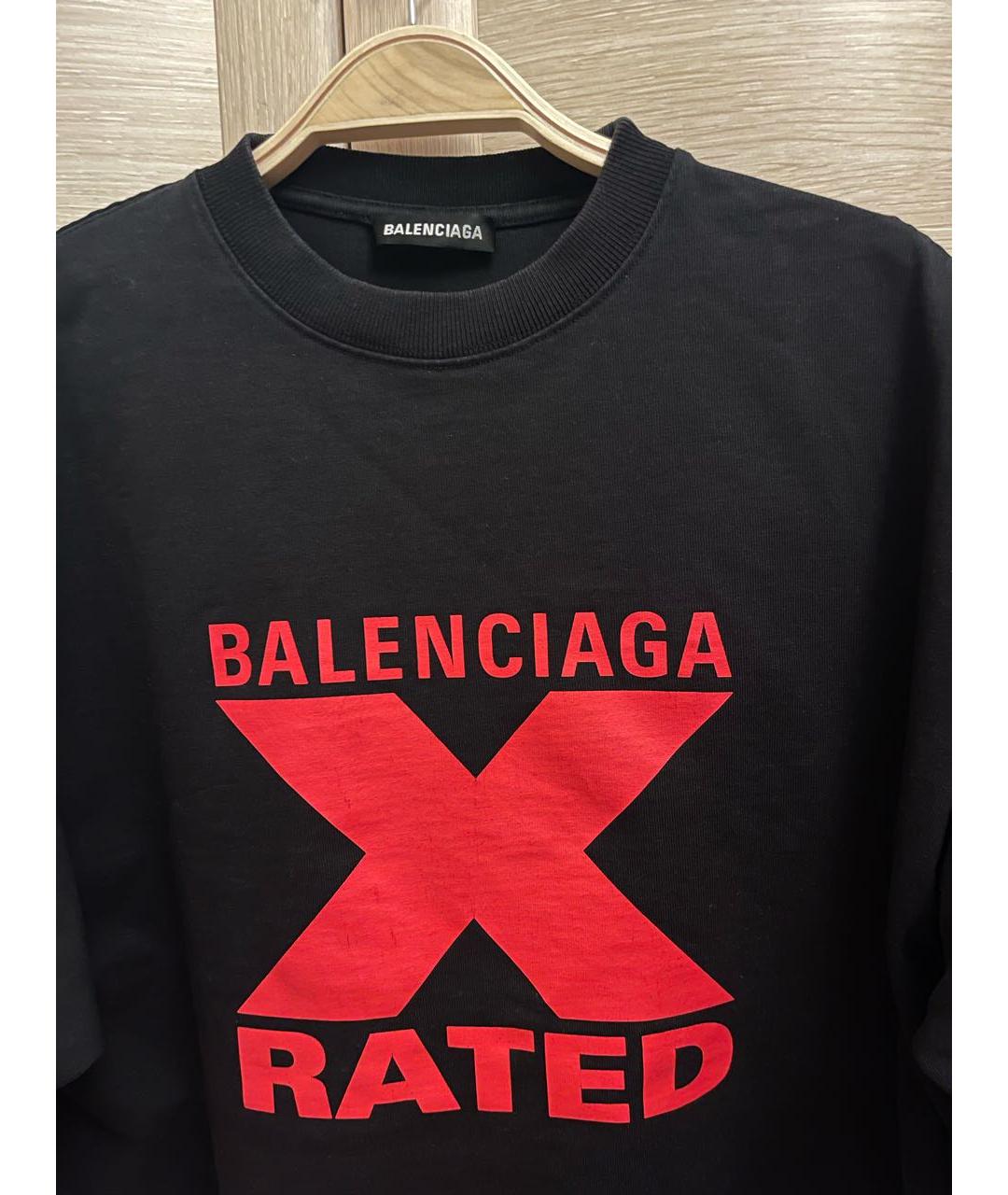 BALENCIAGA Черная хлопковая футболка, фото 3