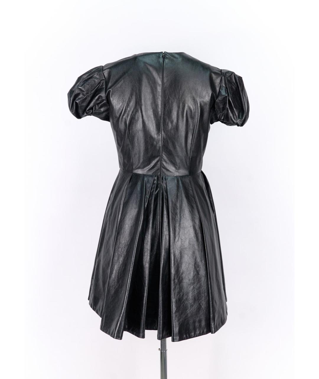 CHRISTIAN DIOR Черное кожаное повседневное платье, фото 5