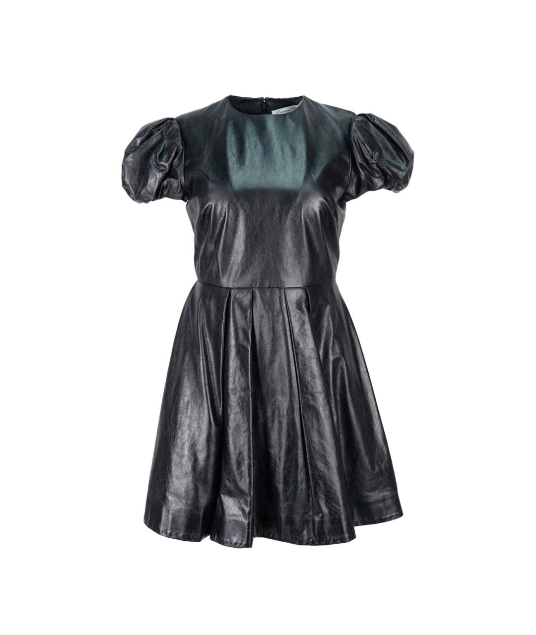CHRISTIAN DIOR Черное кожаное повседневное платье, фото 1