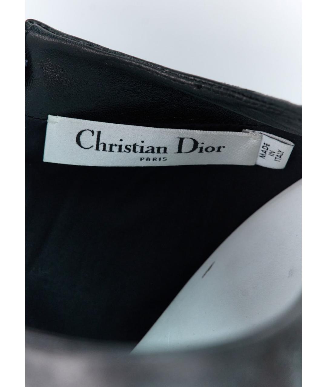 CHRISTIAN DIOR Черное кожаное повседневное платье, фото 4