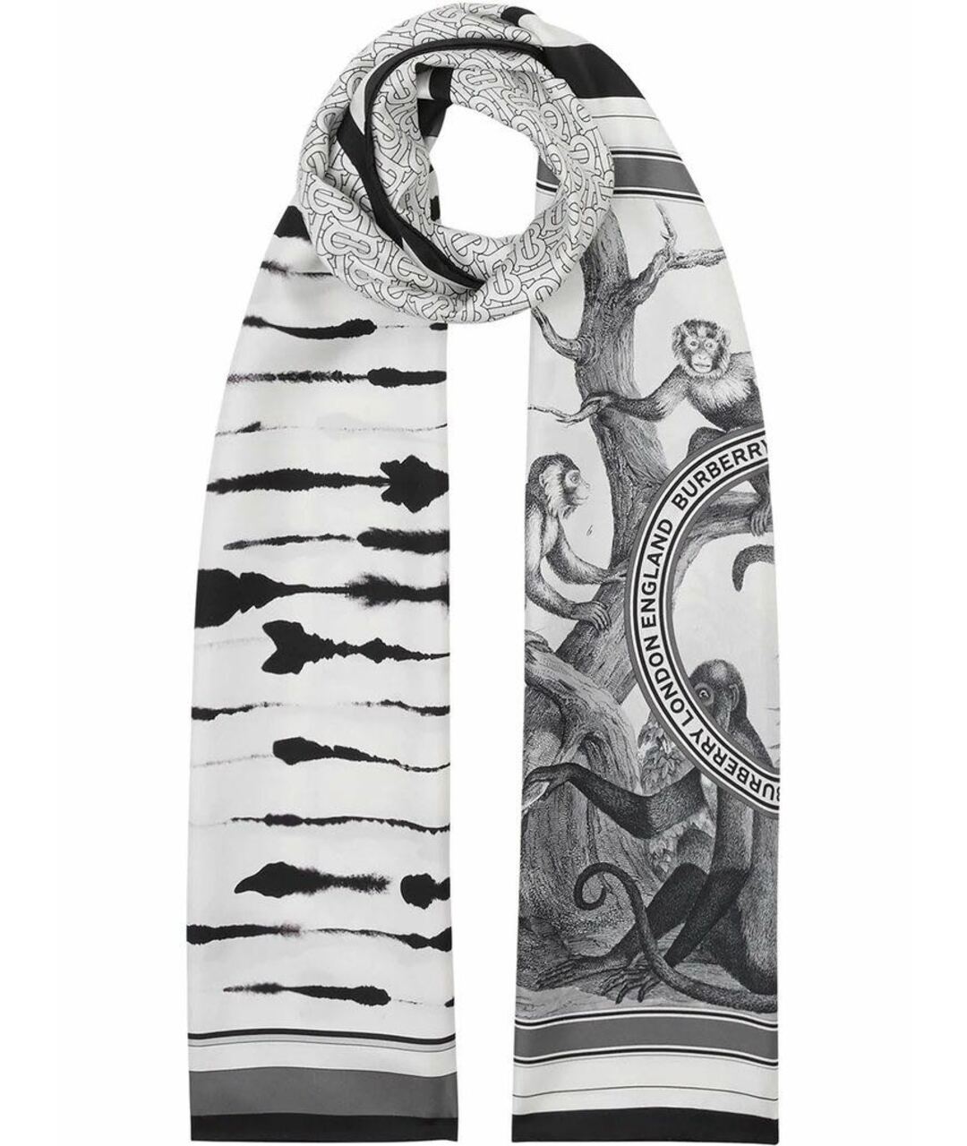 BURBERRY Серый шелковый шарф, фото 1