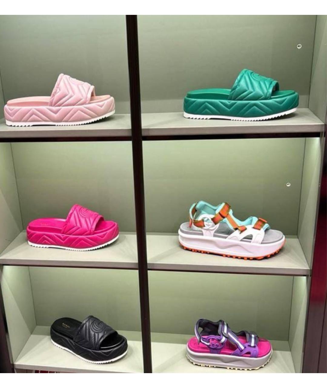 GUCCI Зеленые кожаные шлепанцы, фото 8