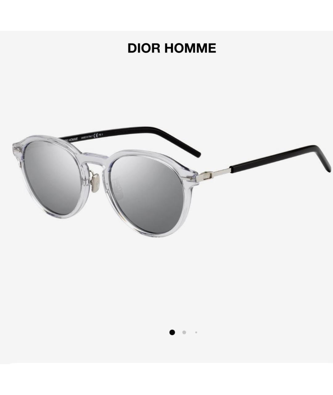 DIOR HOMME Серебряные пластиковые солнцезащитные очки, фото 2