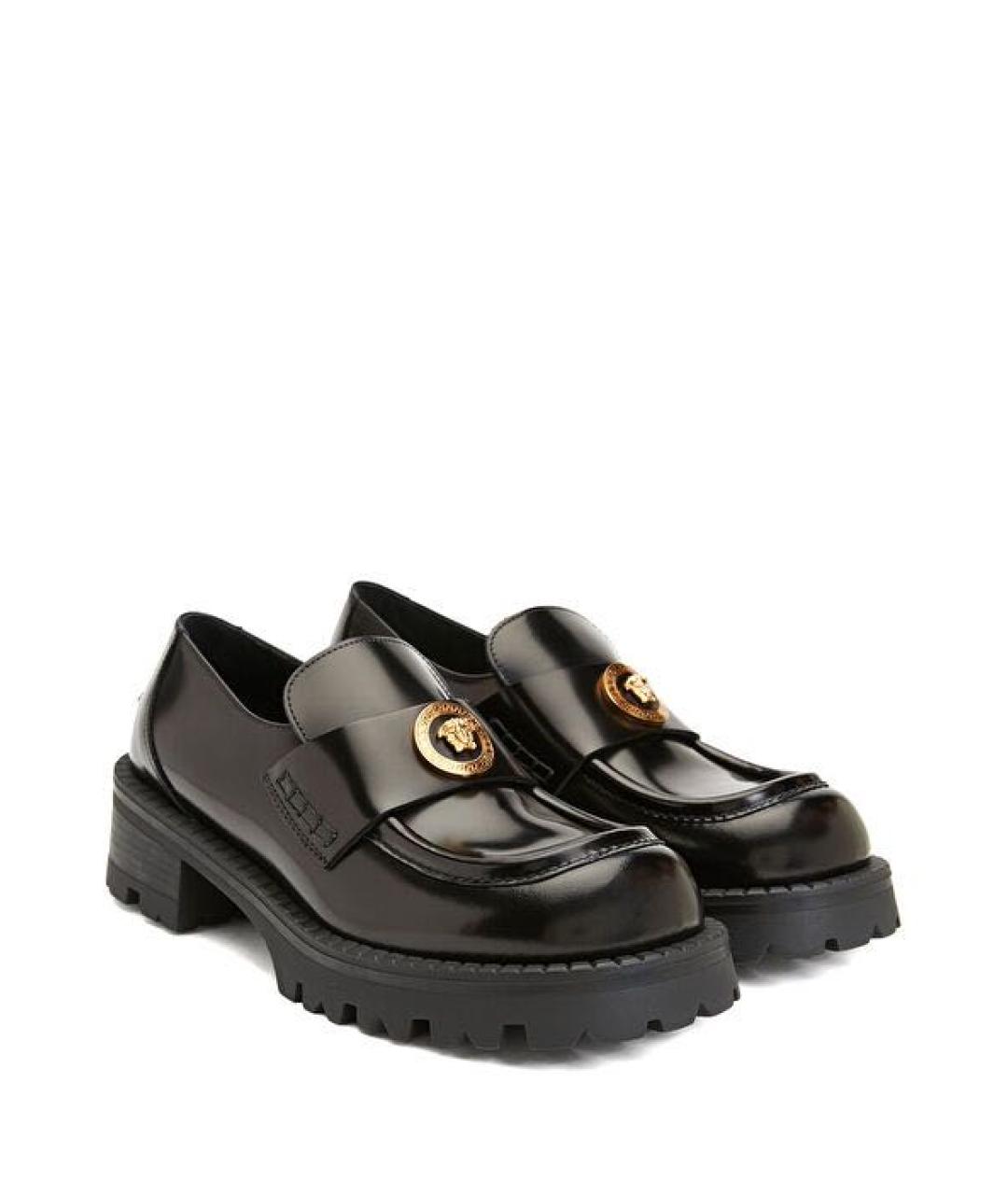 VERSACE Черные кожаные лоферы, фото 2