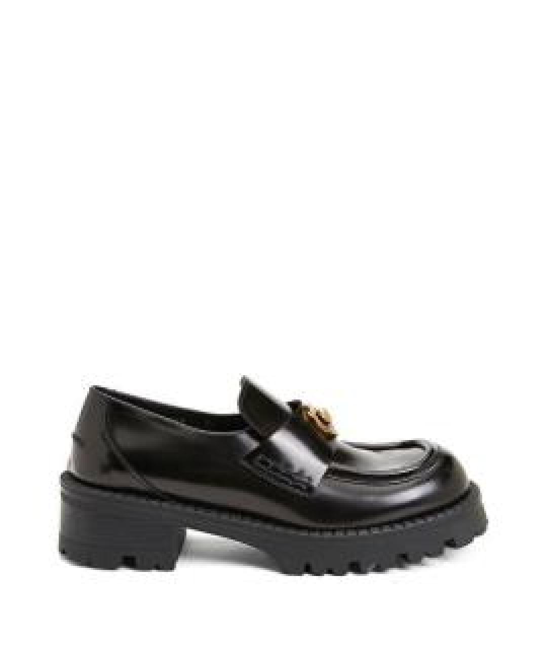 VERSACE Черные кожаные лоферы, фото 1