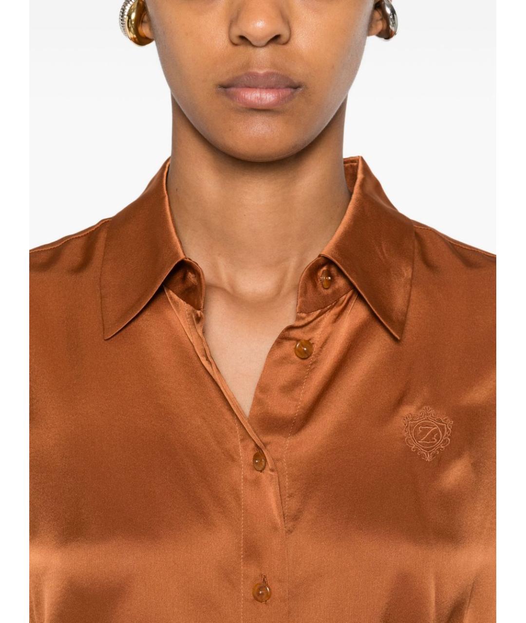 ZIMMERMANN Коричневая шелковая рубашка, фото 2