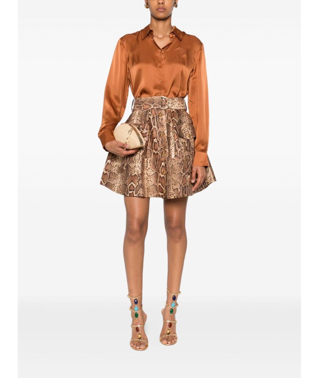 ZIMMERMANN Коричневая шелковая рубашка, фото 4