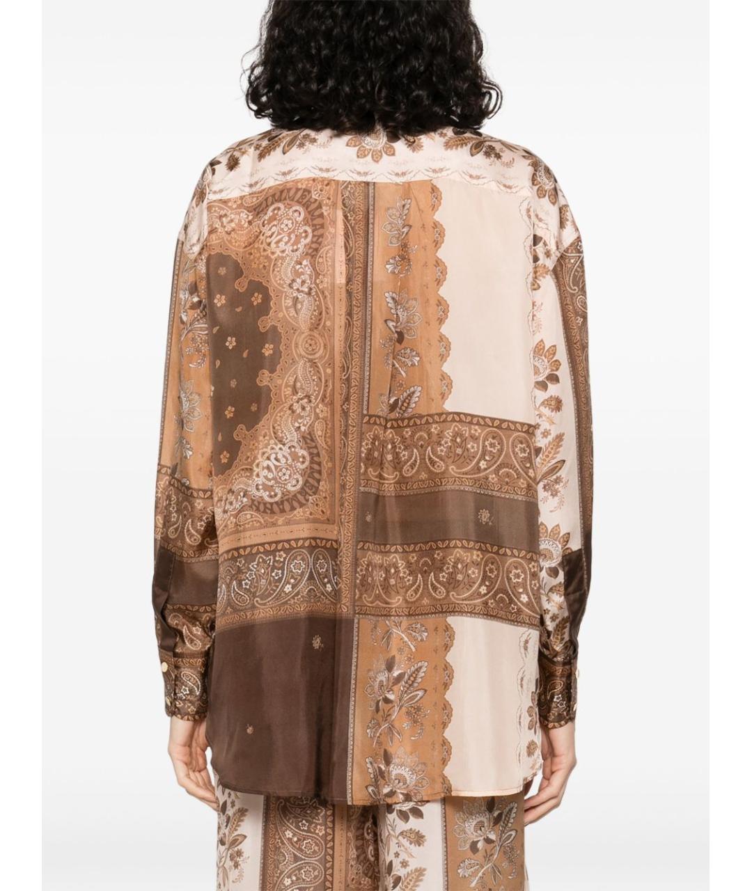 ZIMMERMANN Коричневая шелковая рубашка, фото 2
