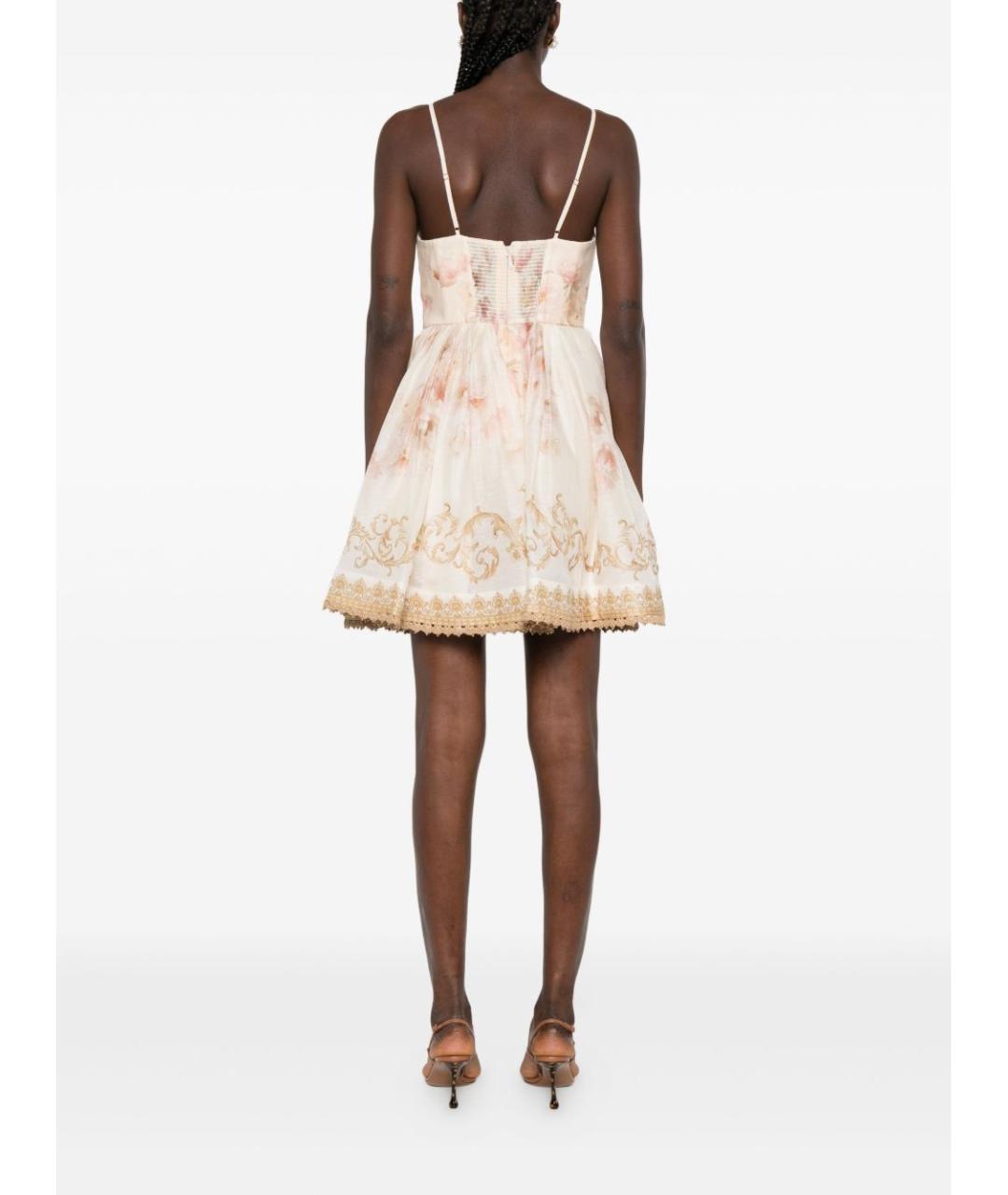 ZIMMERMANN Бежевое льняное платье, фото 4