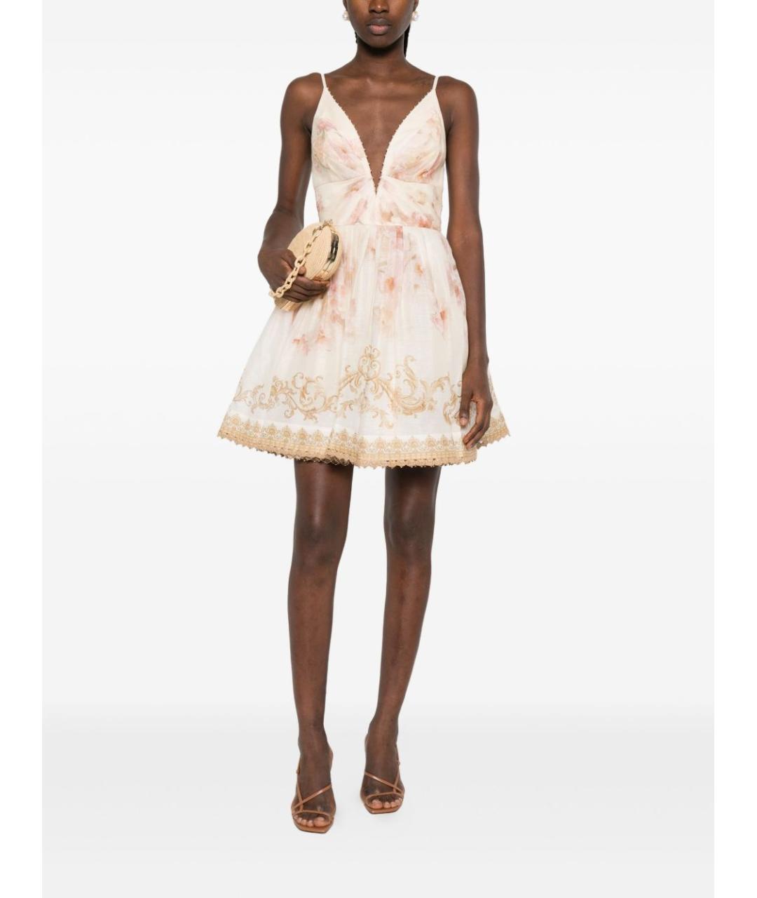 ZIMMERMANN Бежевое льняное платье, фото 2