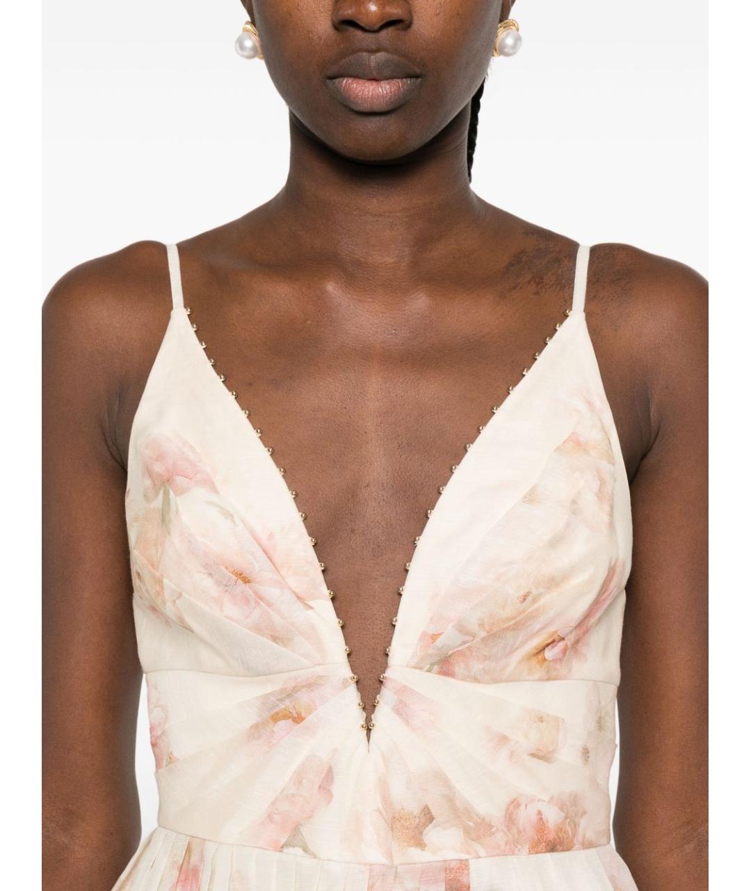 ZIMMERMANN Бежевое льняное платье, фото 3