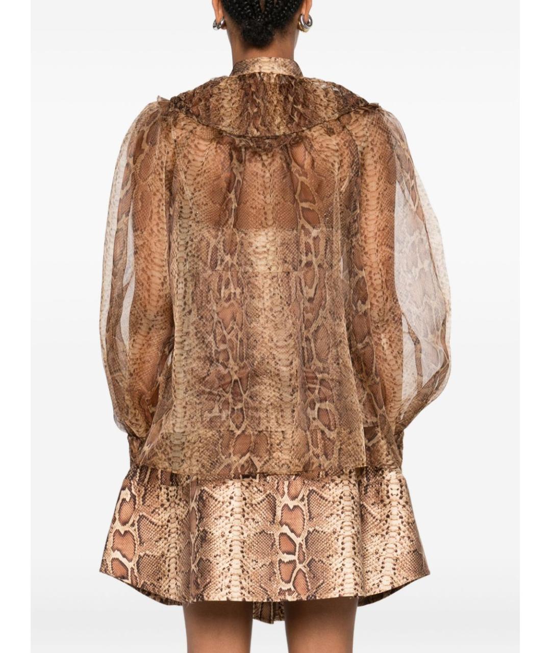 ZIMMERMANN Коричневая шелковая рубашка, фото 3
