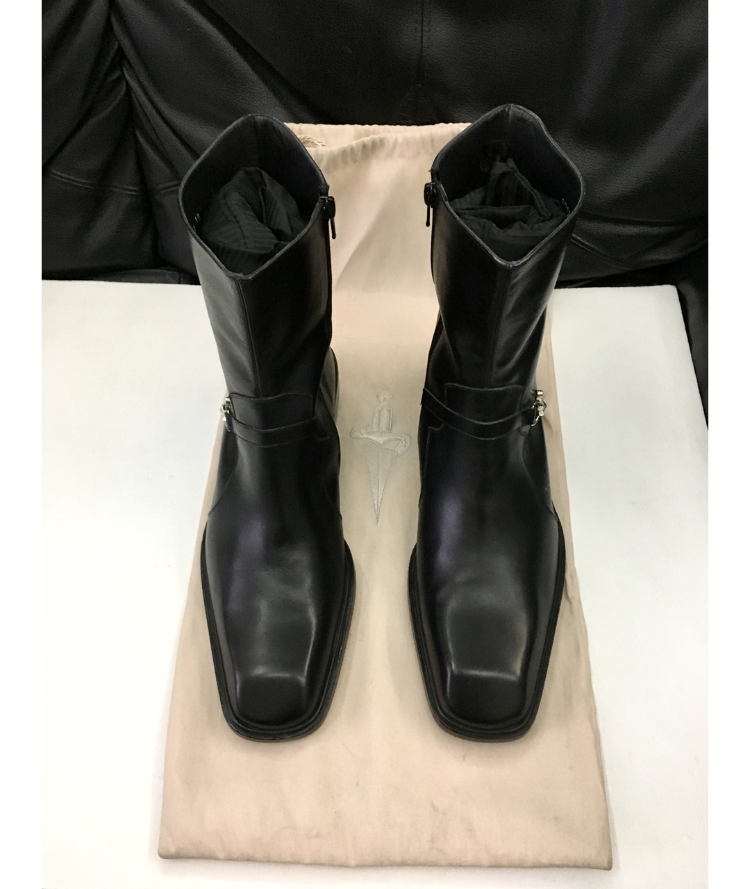 CESARE PACIOTTI Черные кожаные высокие ботинки, фото 2
