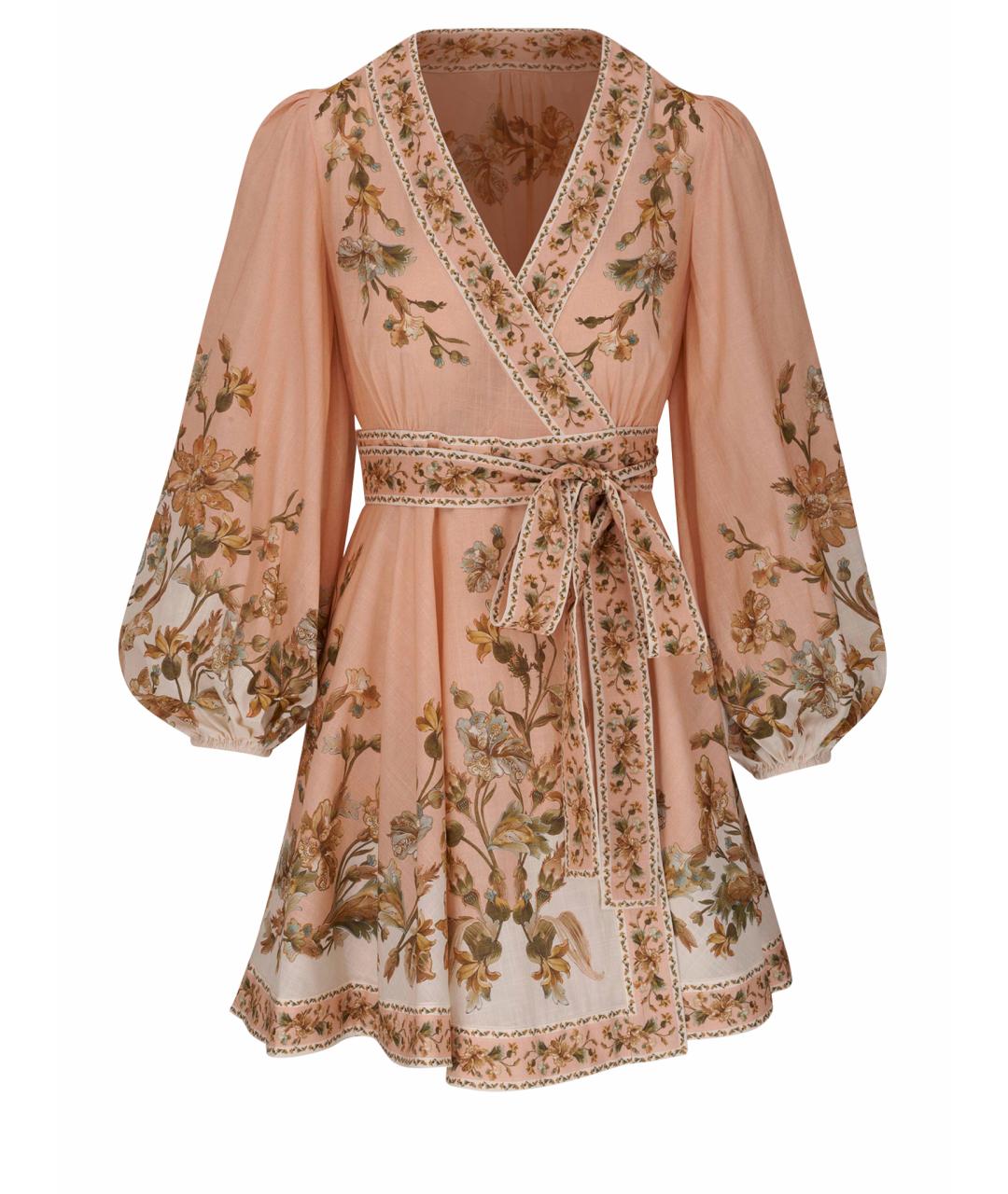 ZIMMERMANN Коралловое льняное коктейльное платье, фото 1
