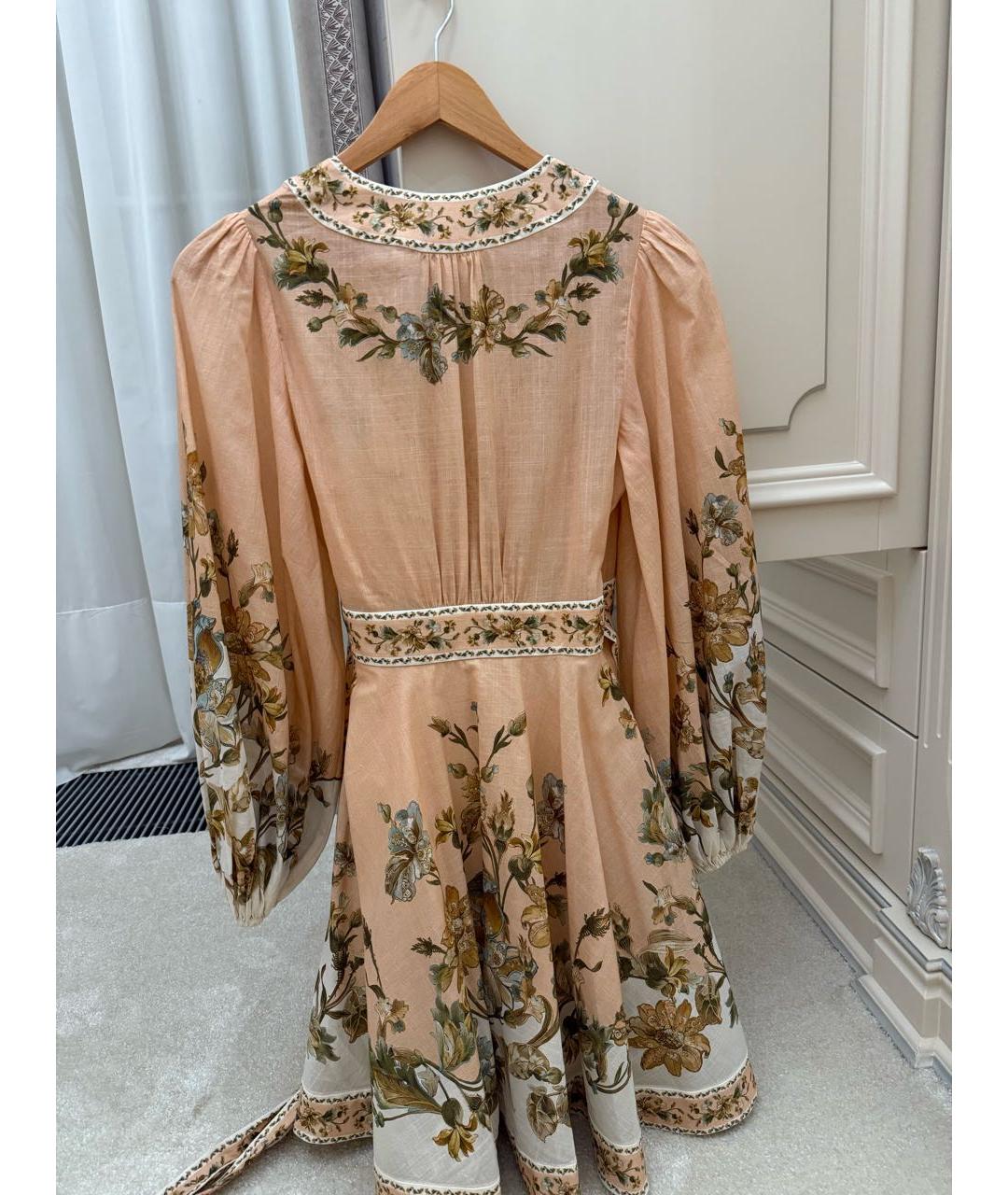 ZIMMERMANN Коралловое льняное коктейльное платье, фото 2