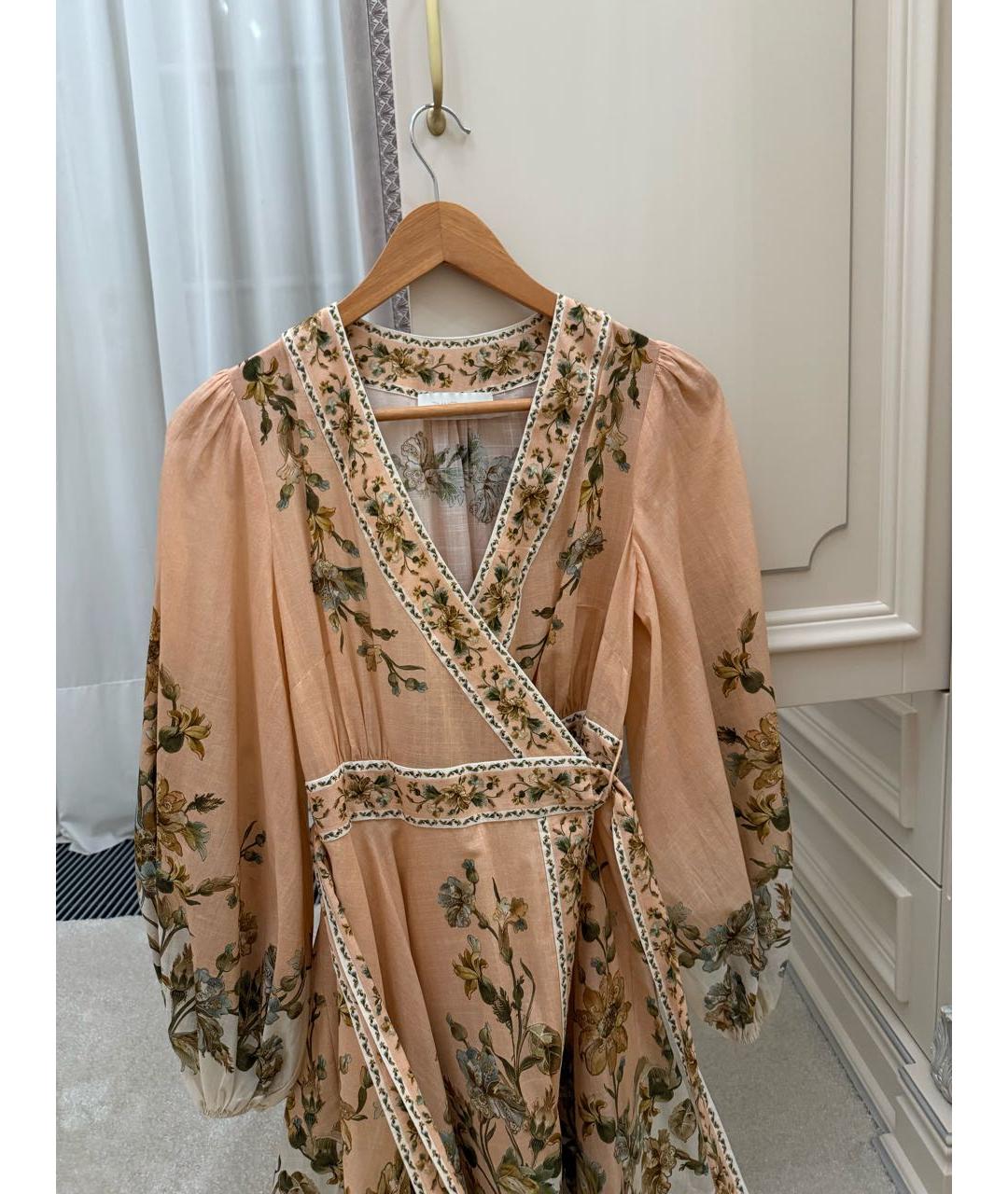 ZIMMERMANN Коралловое льняное коктейльное платье, фото 5