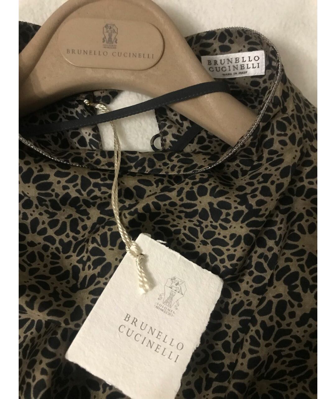 BRUNELLO CUCINELLI Коричневое шелковое повседневное платье, фото 6
