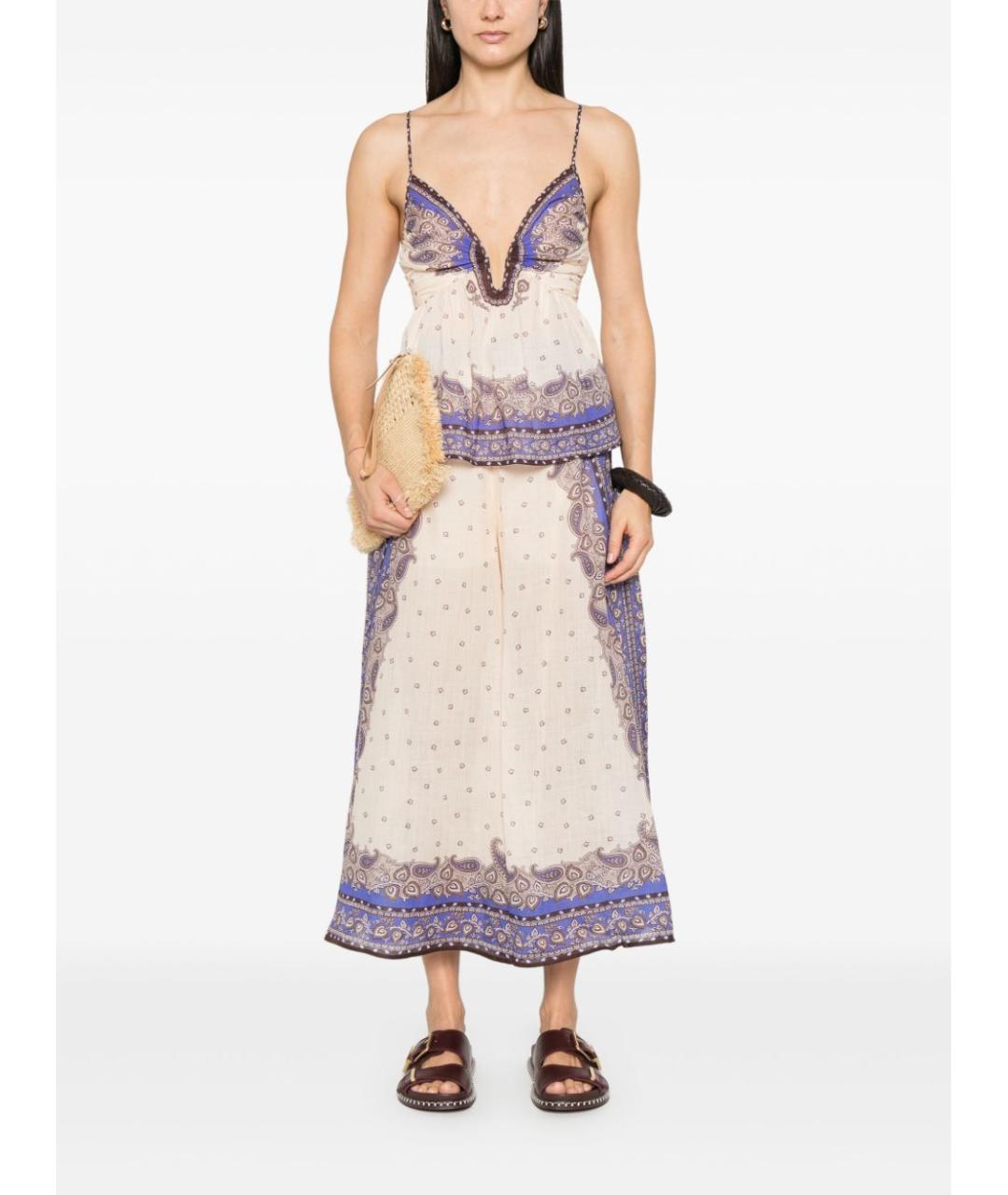 ZIMMERMANN Фиолетовые хлопковые прямые брюки, фото 4