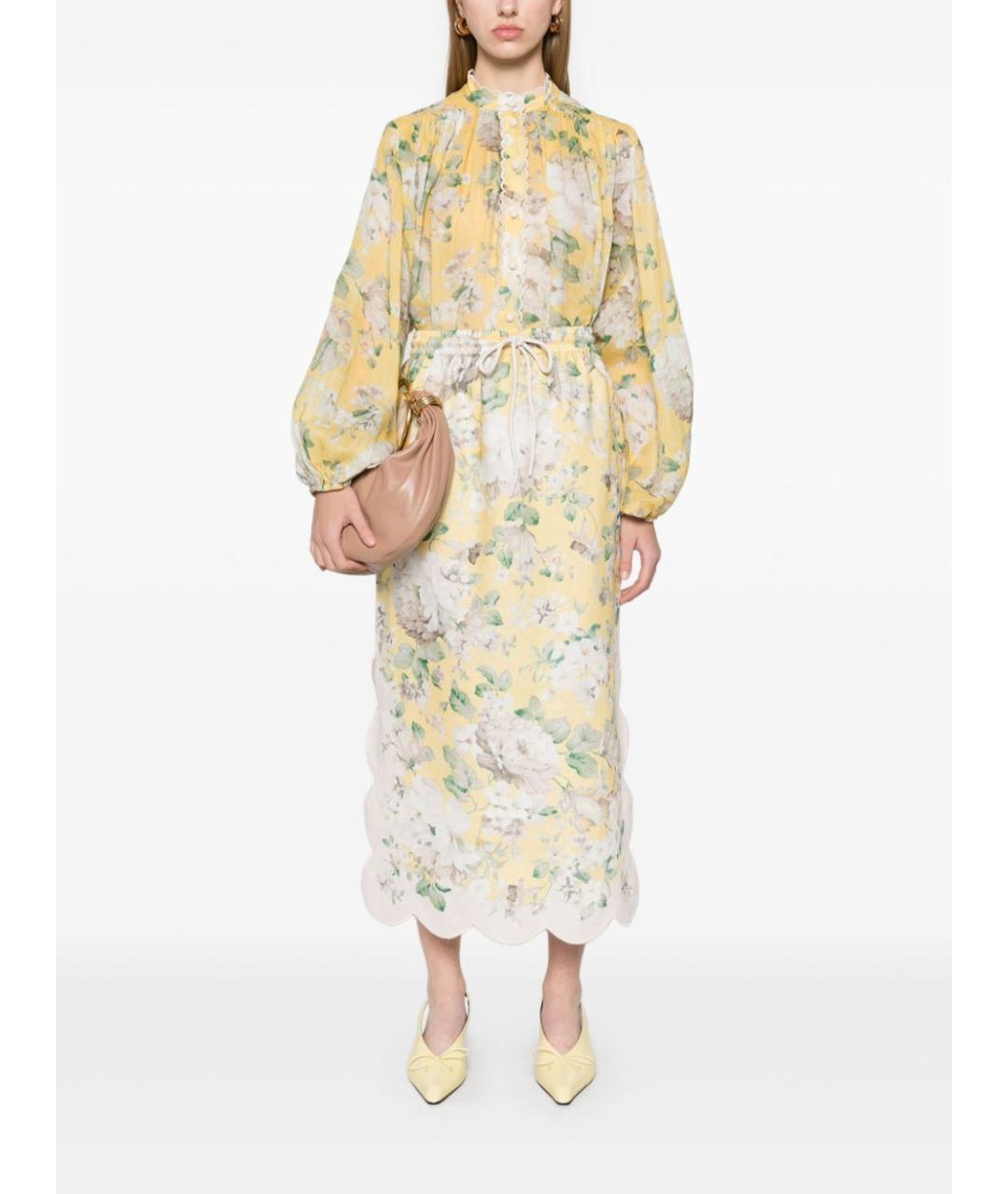 ZIMMERMANN Желтая льняная рубашка, фото 5