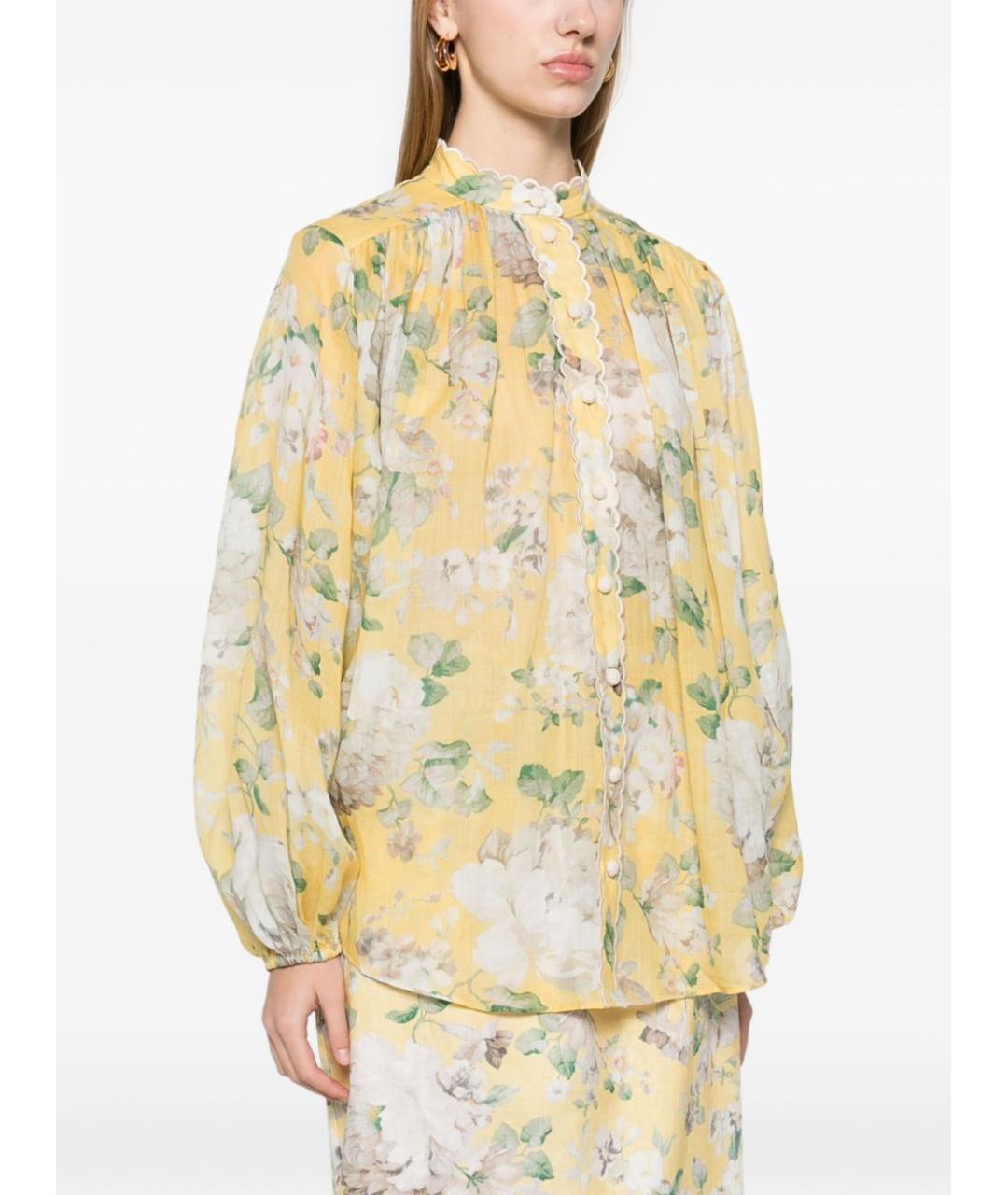 ZIMMERMANN Желтая льняная рубашка, фото 4