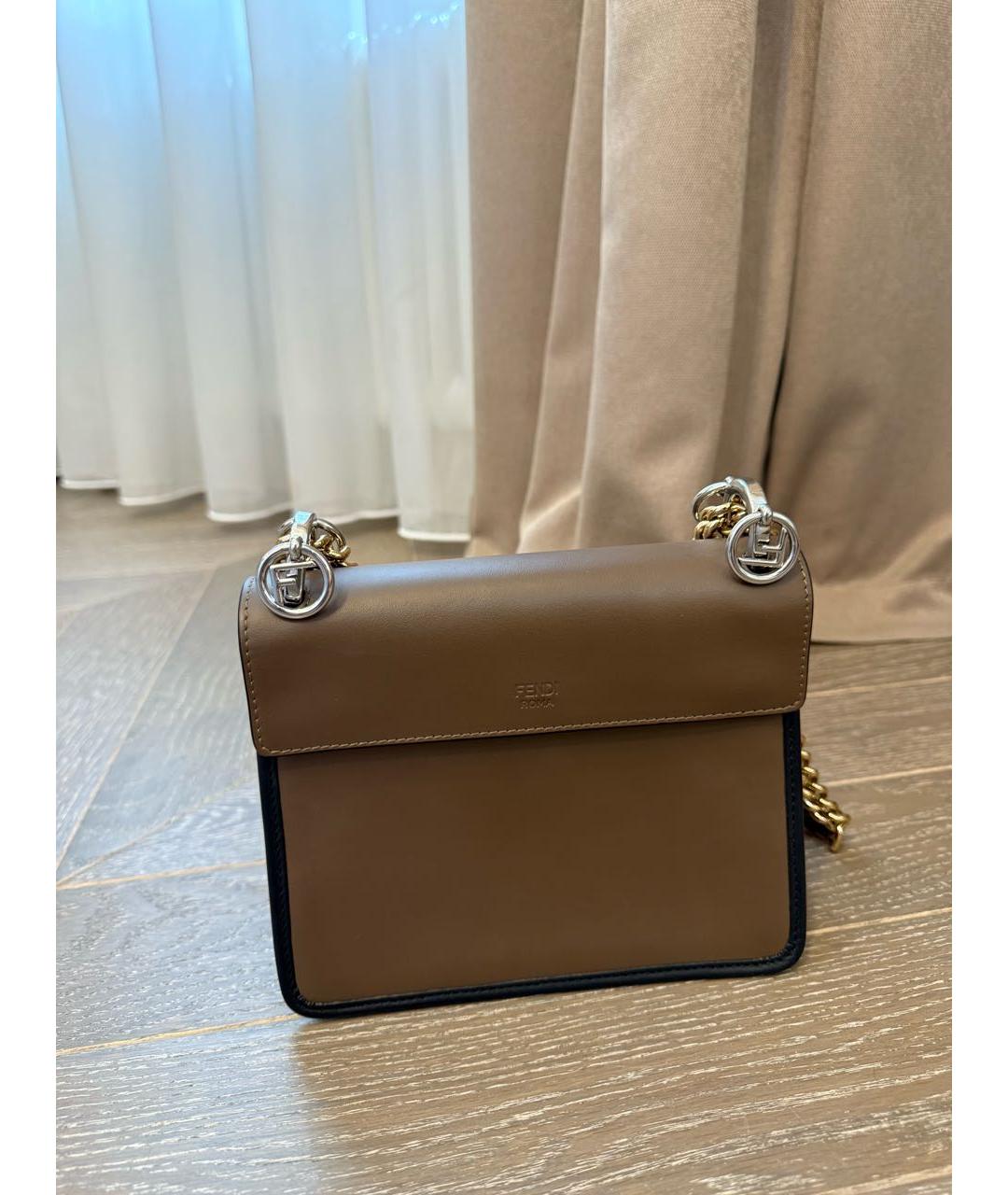 FENDI Коричневая кожаная сумка через плечо, фото 3
