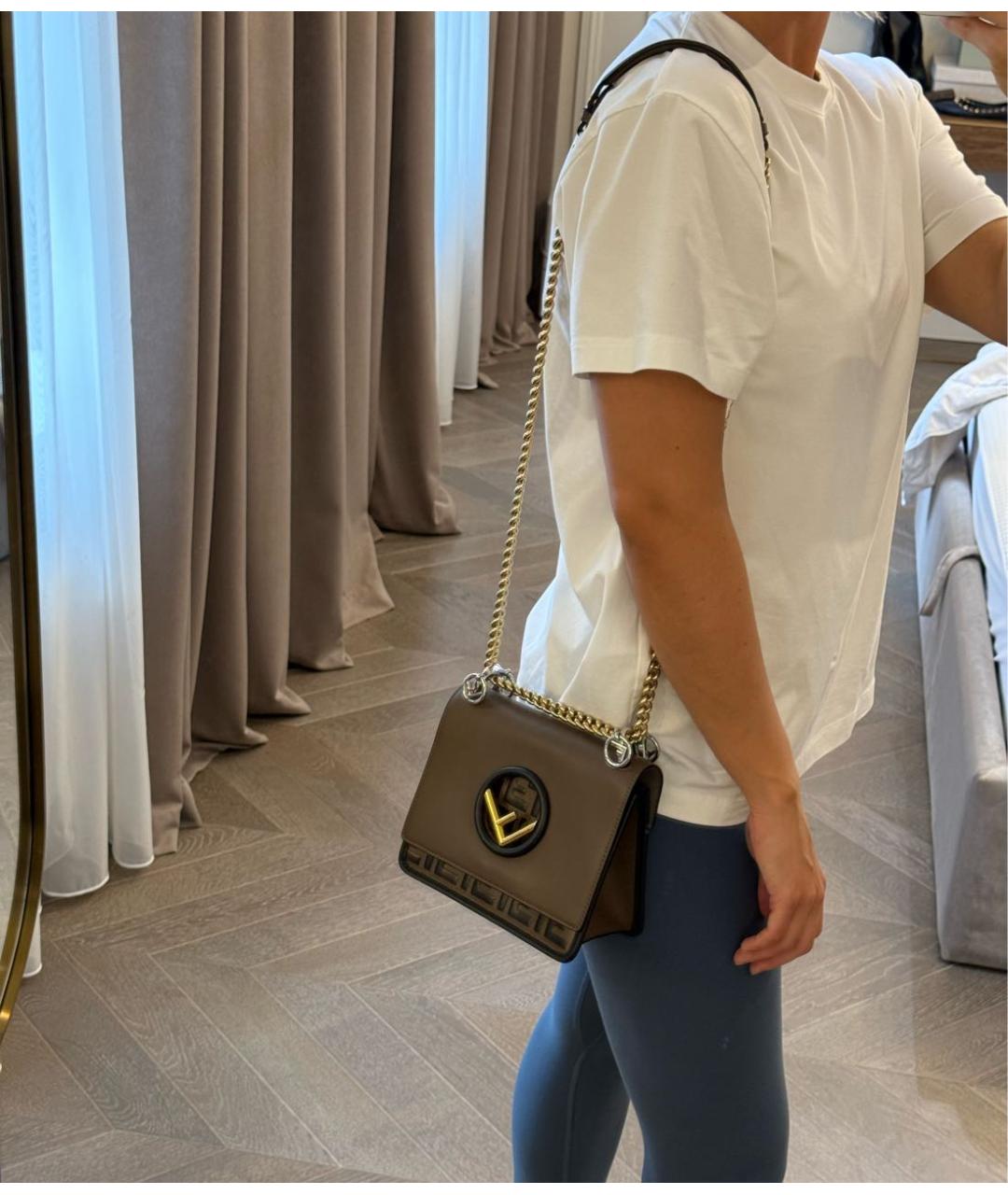 FENDI Коричневая кожаная сумка через плечо, фото 7