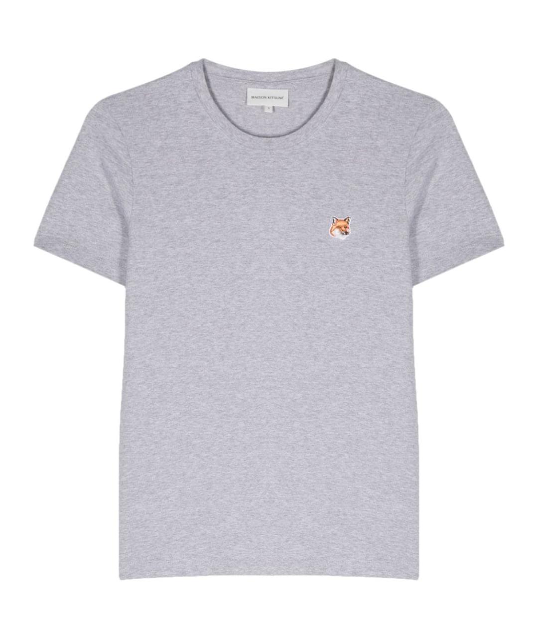 MAISON KITSUNE Серая хлопковая футболка, фото 1